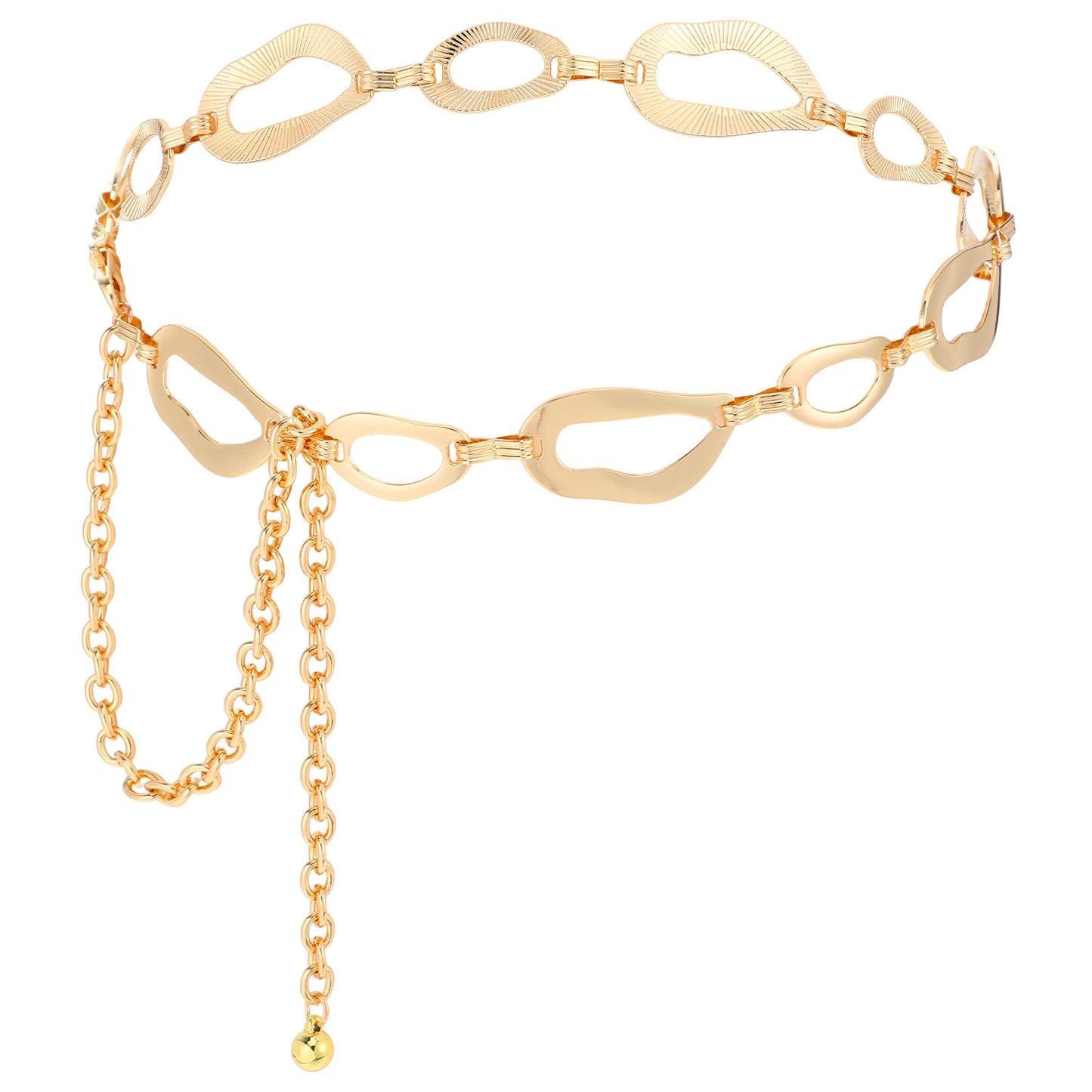 Women Irregular Metal Waist Chain, Gold Alloy Body Jewelry, Multiple Sizes, Versatile Occasion Wear