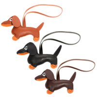 Lusofie 3Pcs Achshund Gifts for Women Sausage Dog Leather Keyring Dachshund Bag Pendant Dog Shaped Keychain Cute Leather Animal Ornament (Curry, Black, Dark Brown)