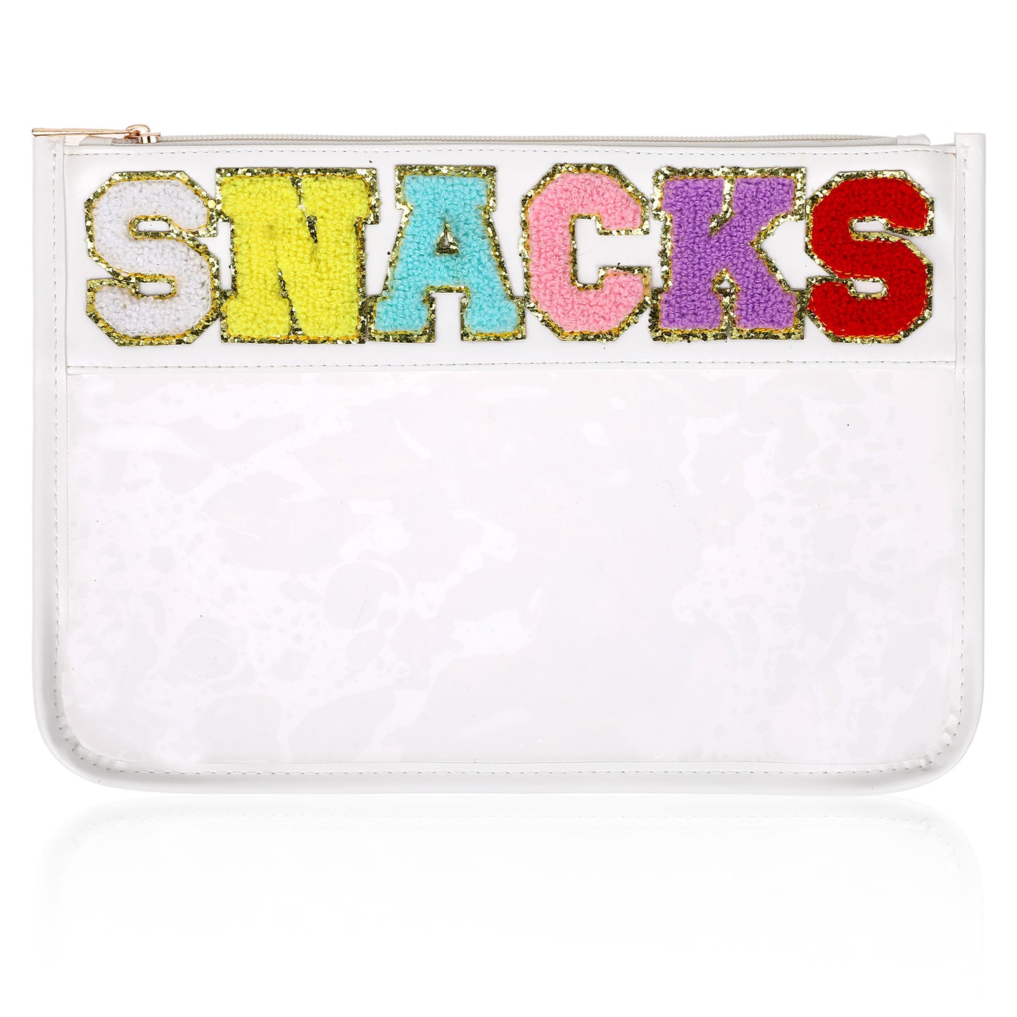 Chenille Letter Clear Zipper Pouch for Travel