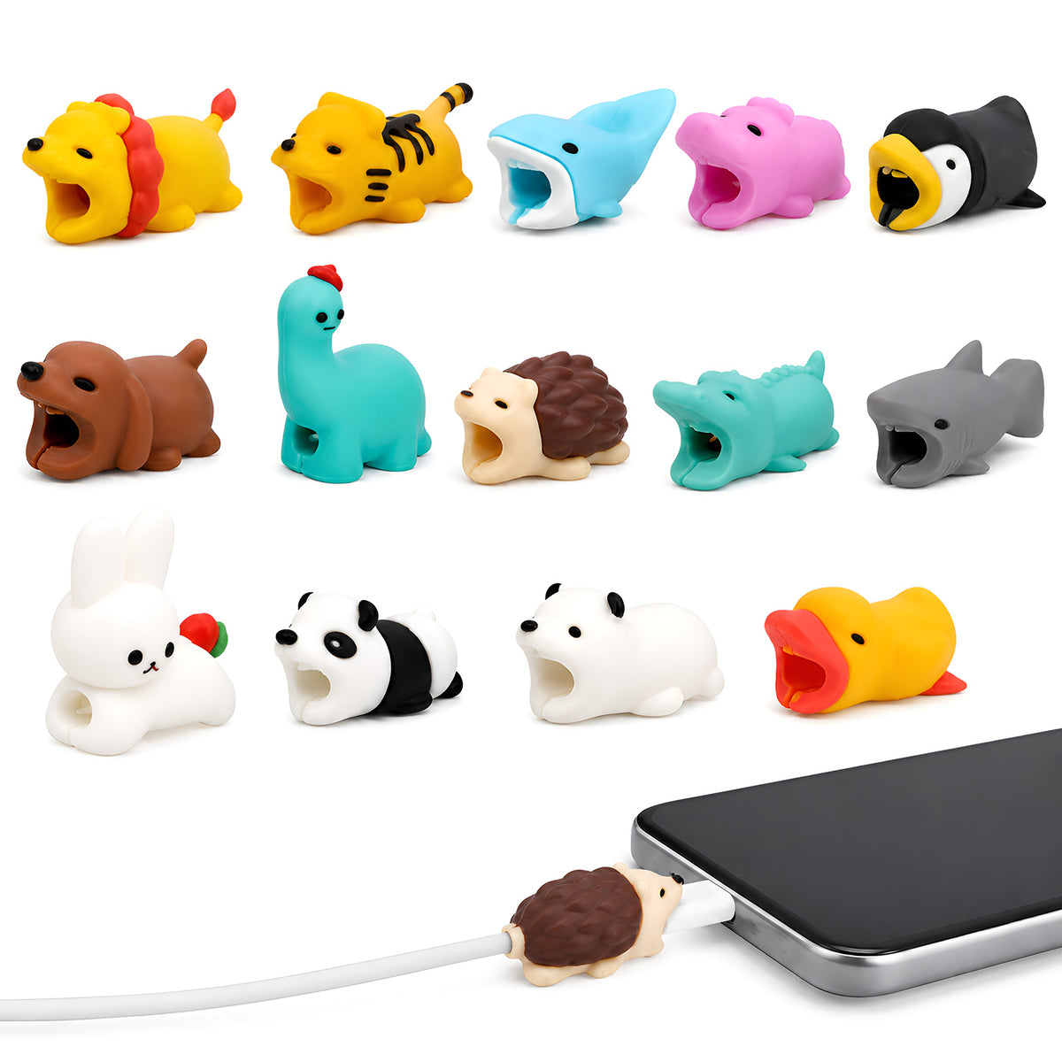 14Pcs Cartoon Cable Protector,Charger Protector Set