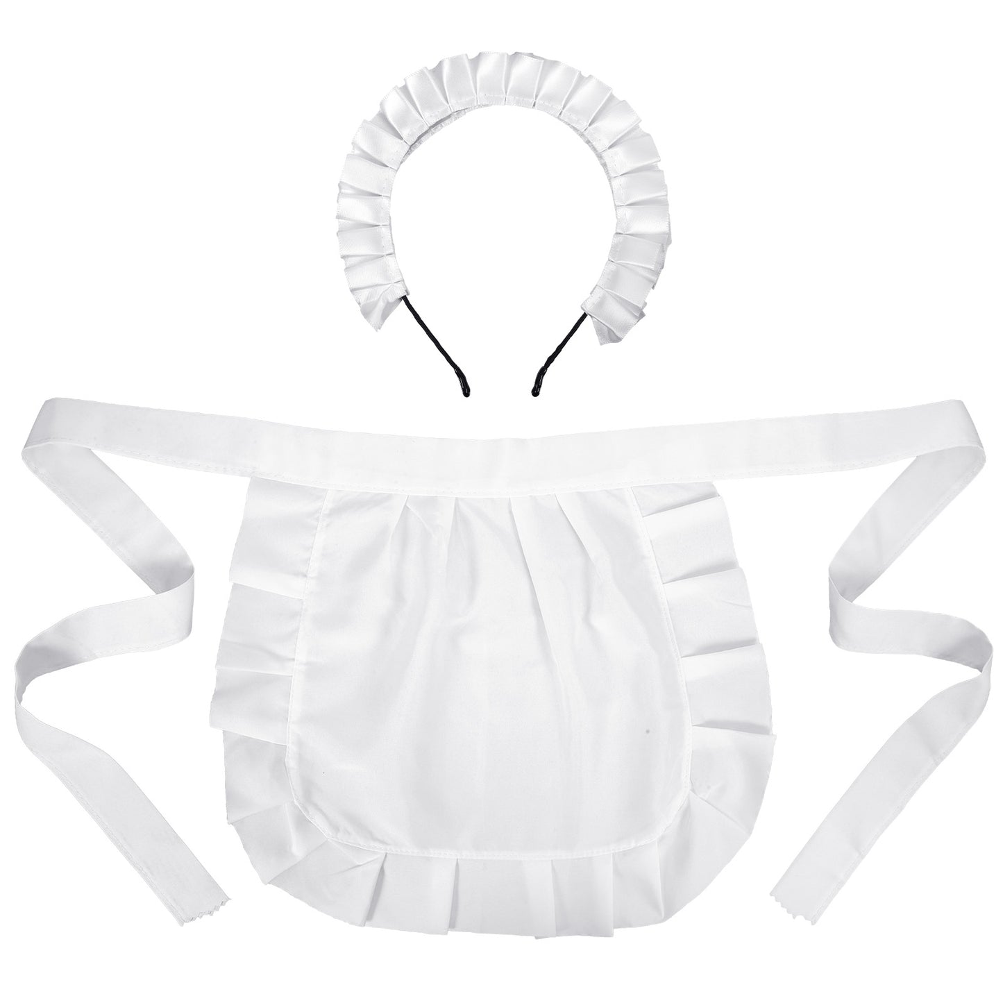 Yykazqe White Waist Apron with French Headdress Colonial Costume Set