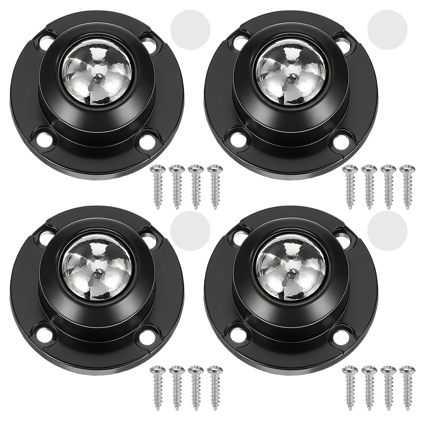 4pcs Self Adhesive Caster Wheels for Furniture, Low Profile Casters with Steel Ball Bearings, Stainless Steel Universal 360 Degree Rotating Caster Wheels, for Tables, Cabinets, Appliances