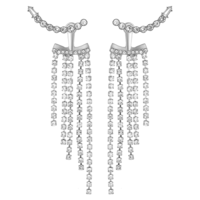 Rhinestone Tassel Earrings for Women, Long Crystal Chain Earrings Silver Sparkly Dangle Drop Earring for Prom, Wedding, Party