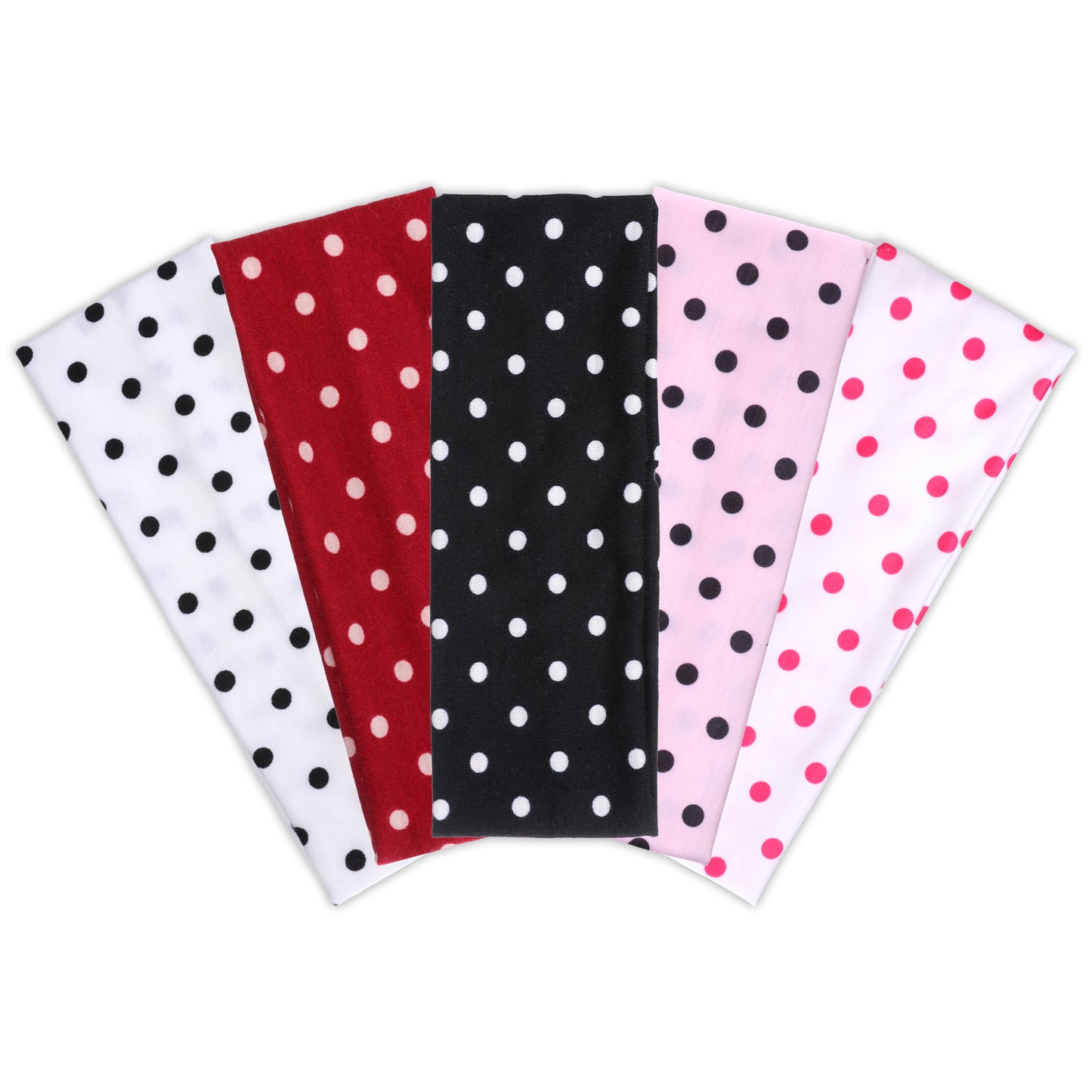 5pcs Polka Dot Headband Soft Headbands for Women Elastic Wide Headband Yoga Workout Hair Accessories for Women Girls Fashion Hair Styling Decor