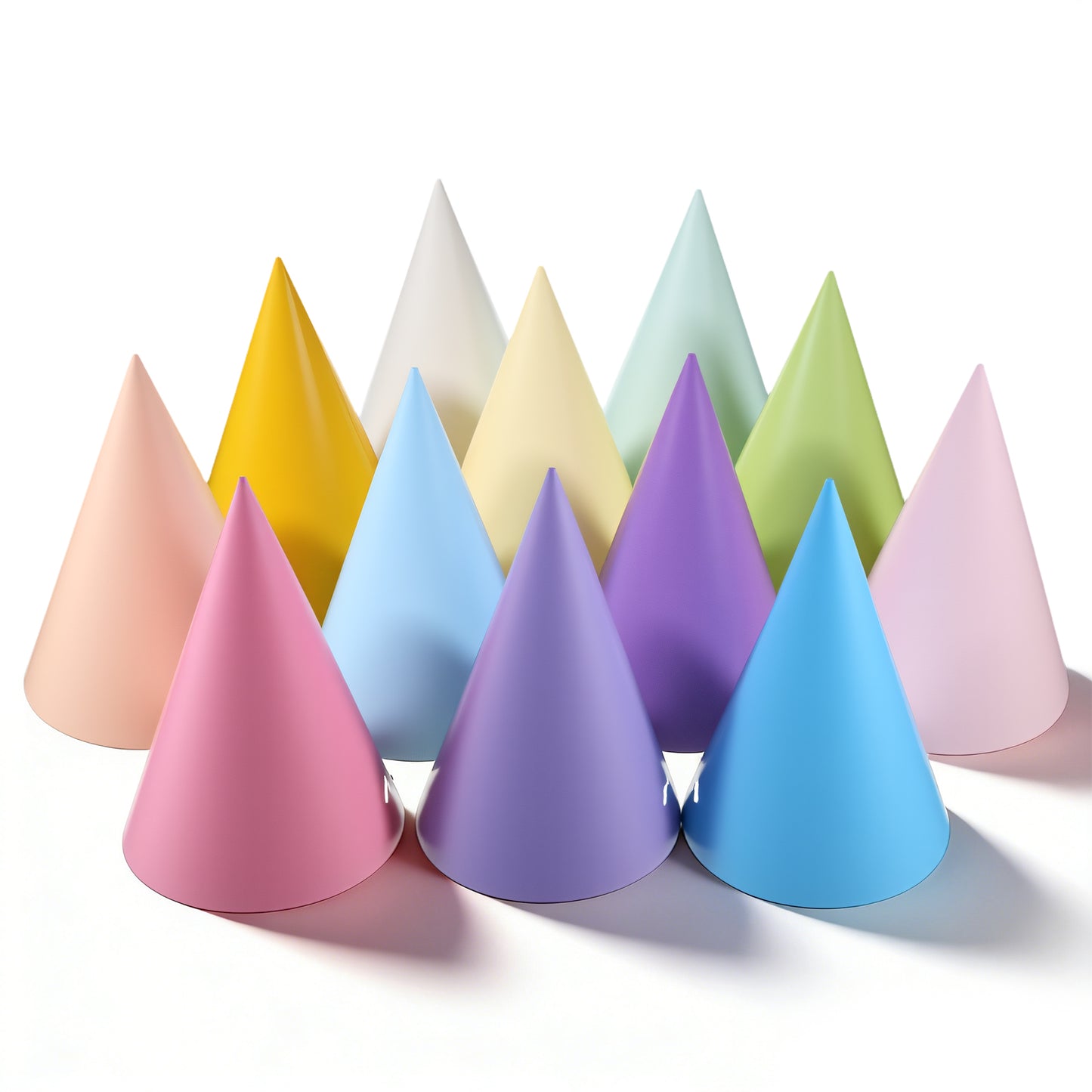 Tucnoeu 24pcs Rainbow Birthday Party Hats, Pre-Assembled Birthday Hats for Kids Adults and Stuffed Animals, Colorful Cone Hat, Macaroon Theme, Unisex