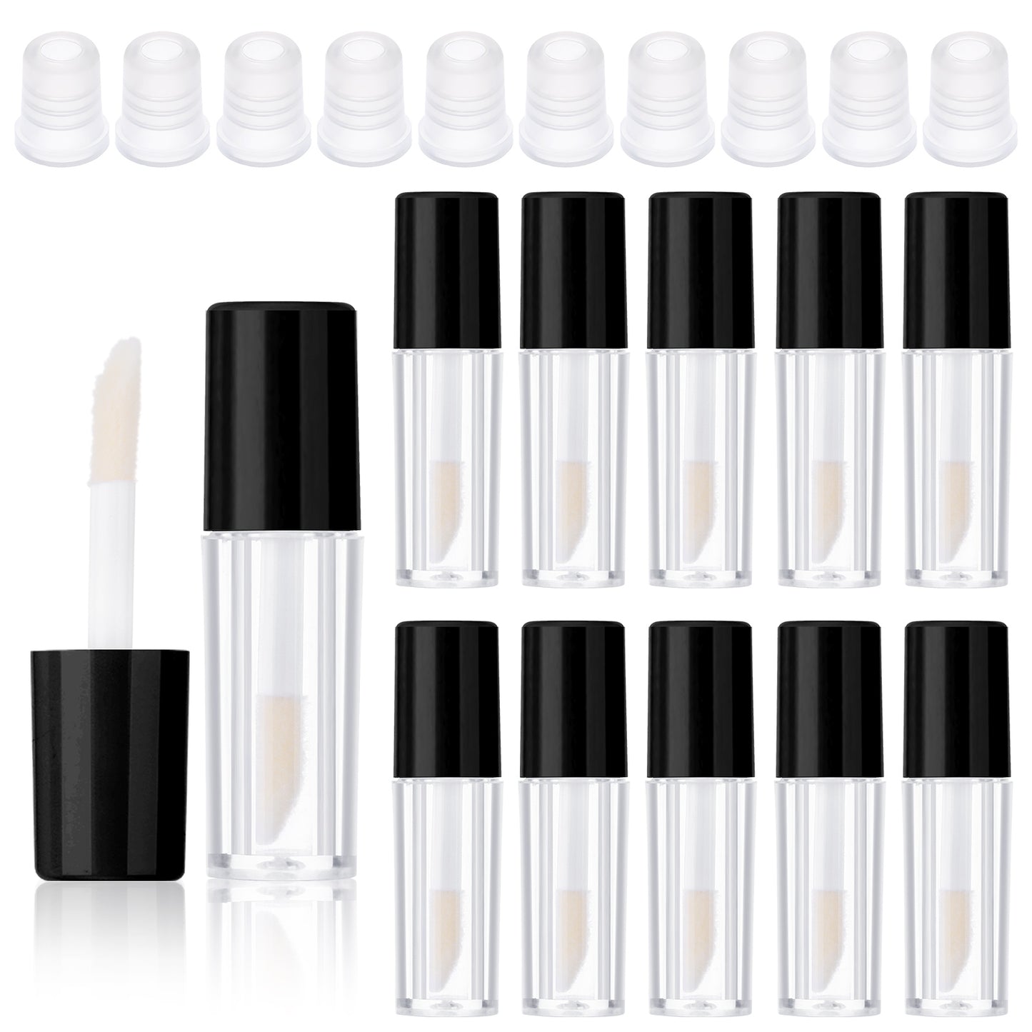 10pcs Empty Lip Gloss Tubes with Wand 1.2ml Clear Mini Refillable Lip Gloss Containers Lip Balm Bottles for Lipstick Samples DIY Makeup Lipgloss Making Kit