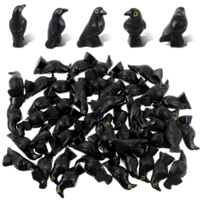 Tucnoeu 50 Pcs Miniature Crows Figurines - Mini Resin Crows Raven Figurine Decor for Halloween Scene and Party Decorations
