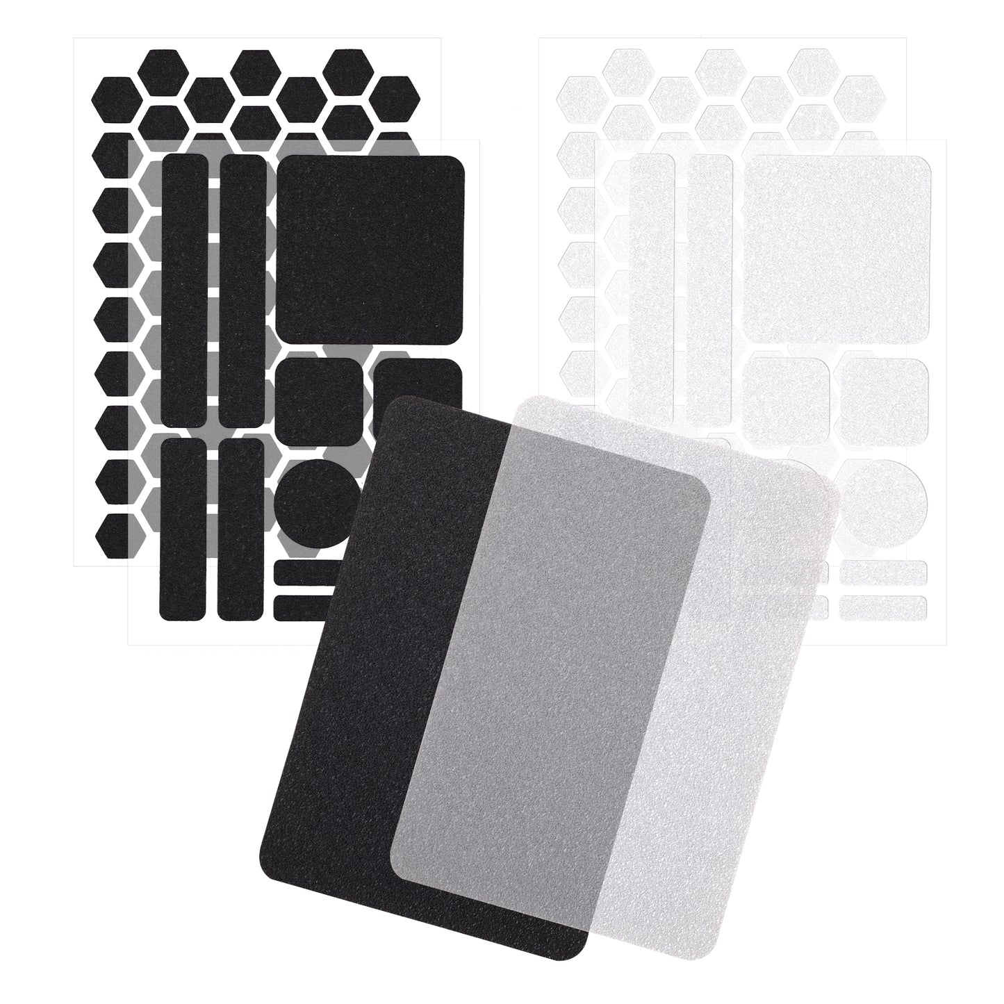 6Pcs Phone Grip Tape Finger Grip Stickers Pre-Cut Non Slip Kit Adhesive Traction for Phone Handles Laptop Transparent (Gray+Transparent)