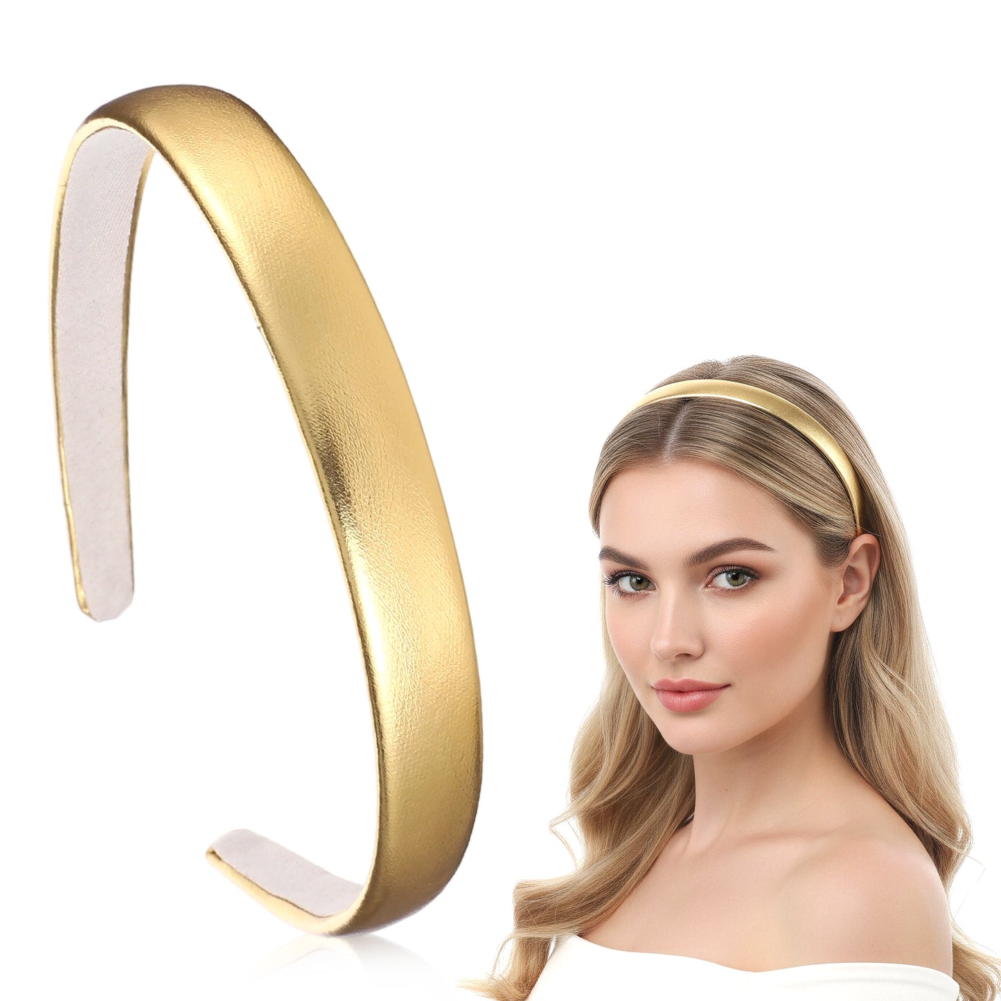 Gold Headband For Women, Satin Hair Band, Adjustable Headpiece, Elegant Hair Accessories