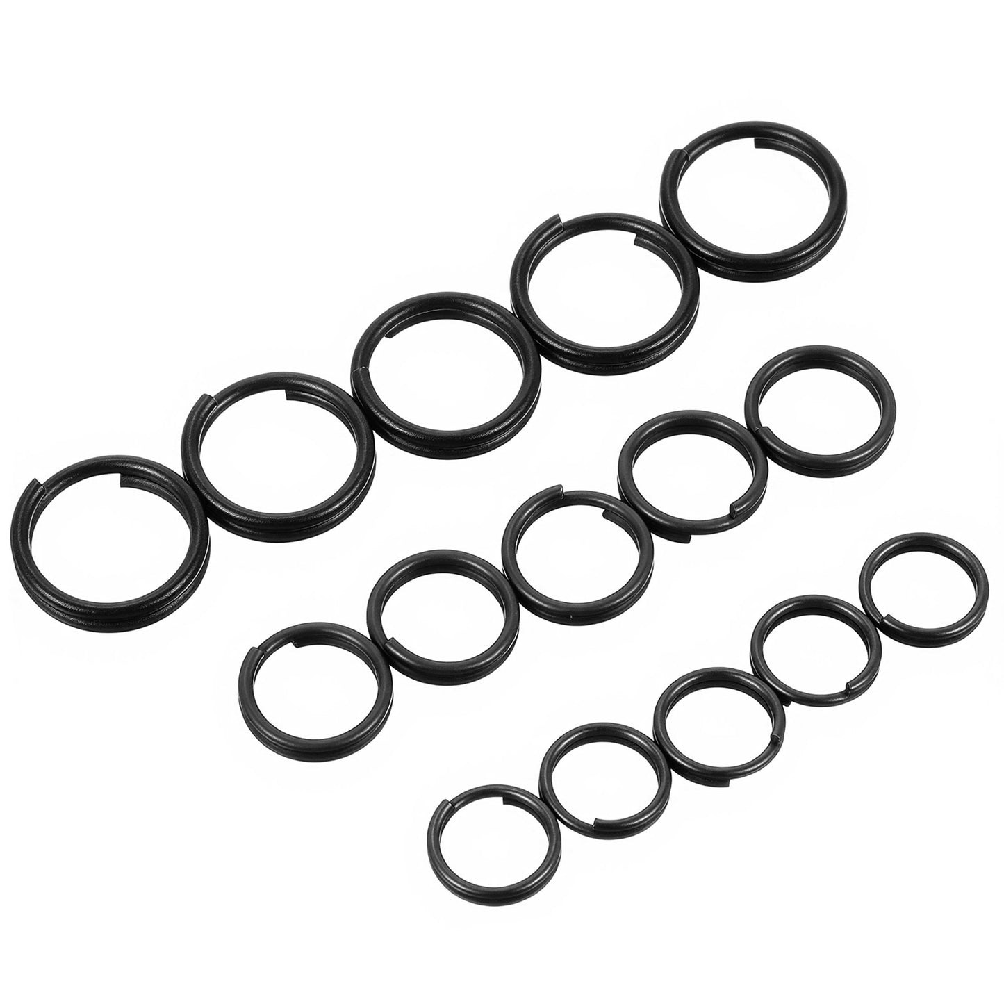 15 Pcs Split Rings, Alloy Small Key Ring, Jump Rings for Keychains Necklaces, Keys, Jewelry Attachment, Diameter 10/12/15mm (Black)