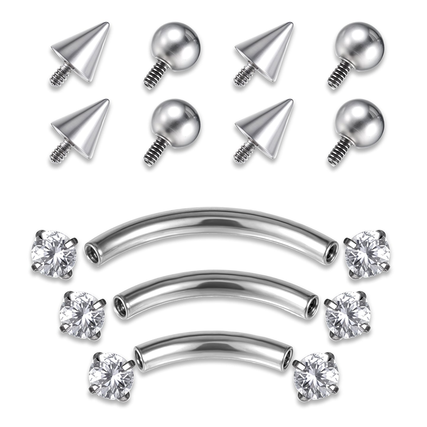 Tucnoeu Eyebrow Piercing Jewelry,Surgical Steel Curved Barbell Tiny Eyebrow Rings,16g Lip Rings,Ear Rook Helix Conch Daith For Women Men 6mm/8mm/10mm