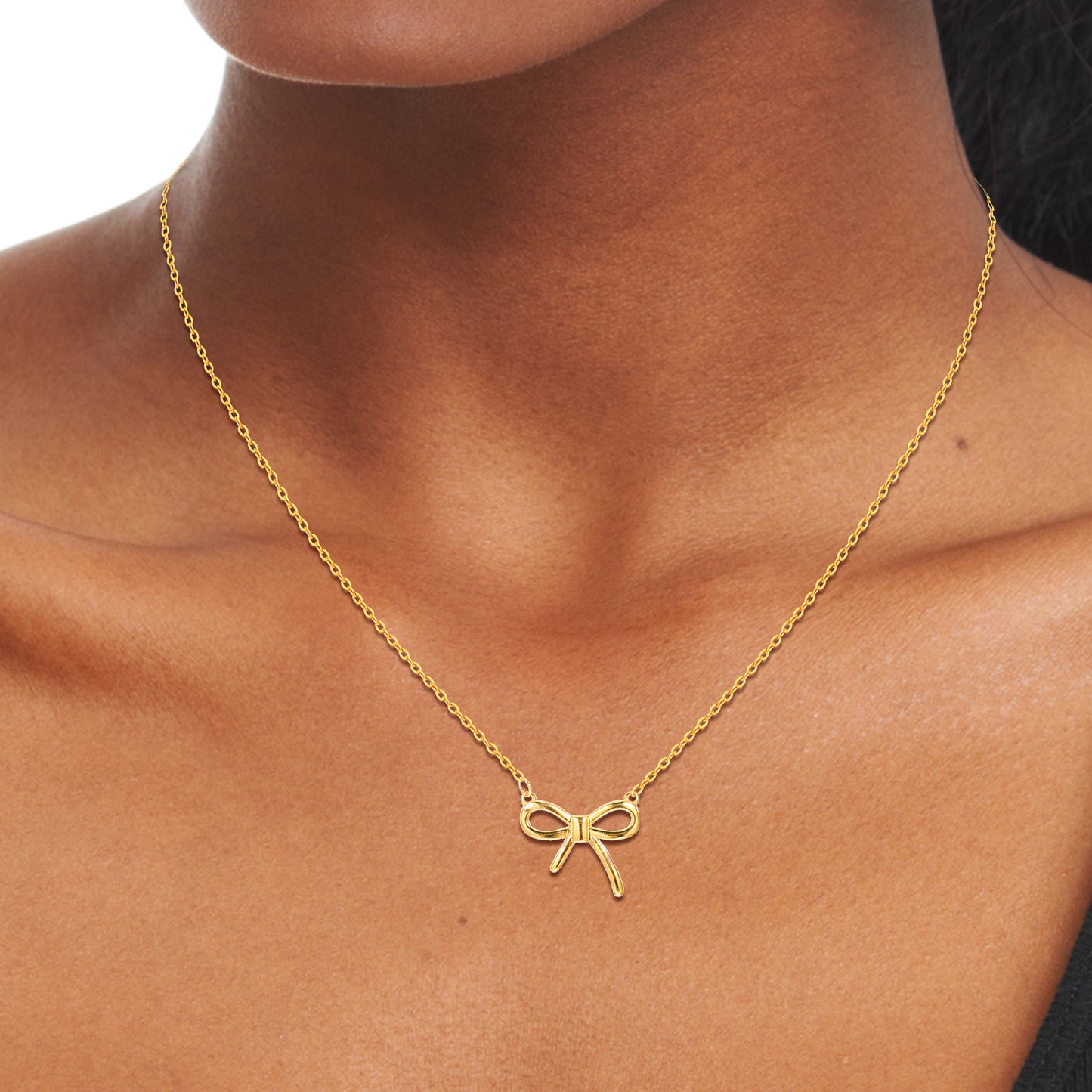 Telooco Bow Necklace Dainty Necklace for Women Tiny Bowknot Pendant Choker Chain Necklace Cute Necklace Jewelry for Women(Gold)