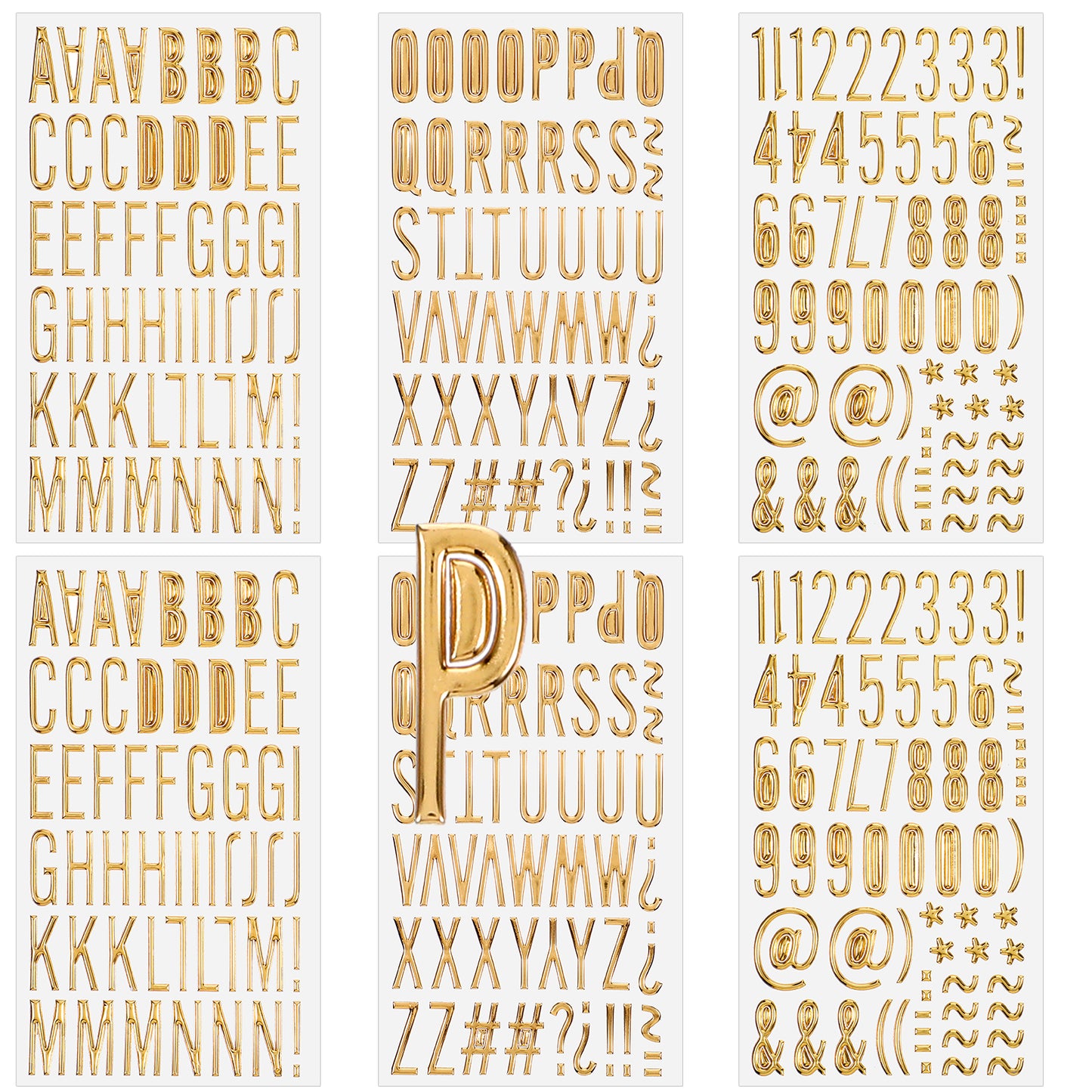 6 Sheets 3D Gold Letters Stickers and Alphabet Stickers for Scrapbooking Waterproof Golden Foam Sticker Letters for Scrapbooking Sign Poster DIY Grad Cap Decoration