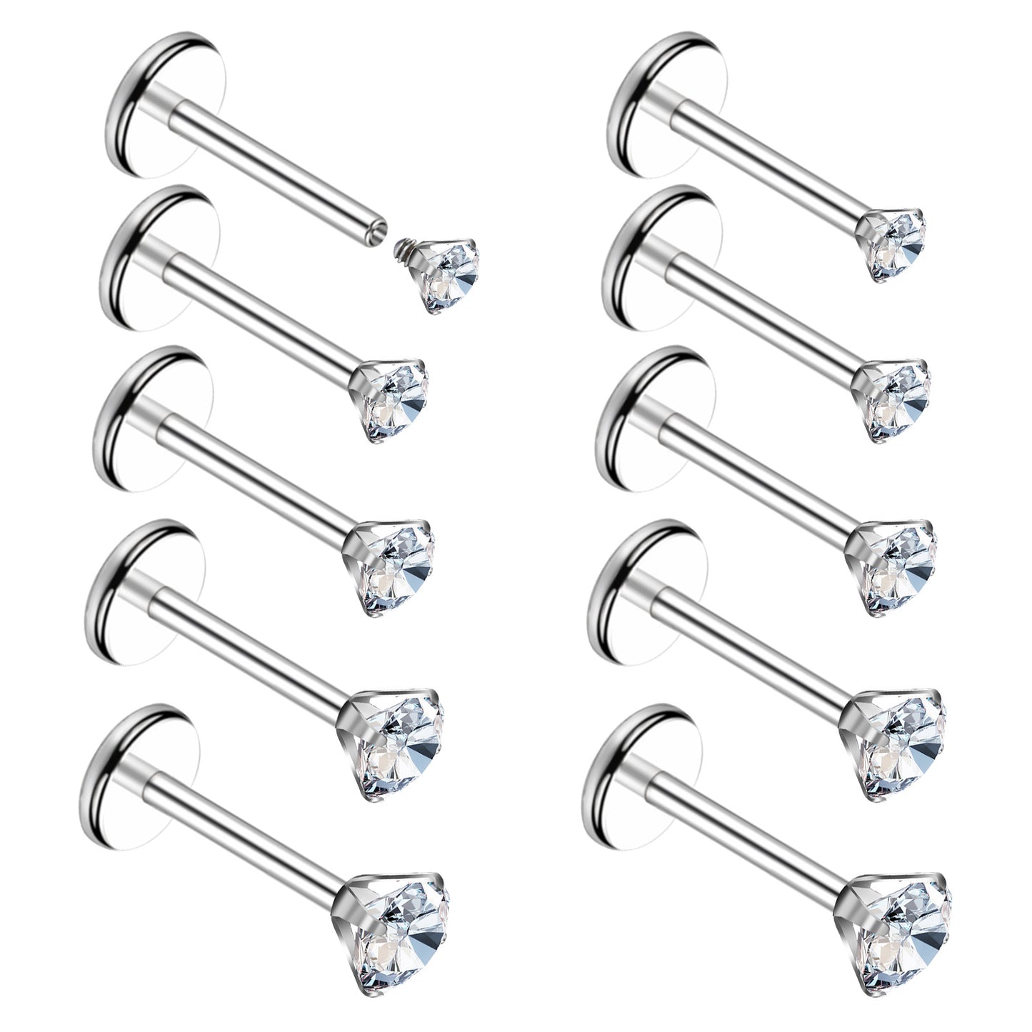 Yolev 18G 16G Nose Rings Studs Stainless Steel Internally Threaded Labret Medusa Lip Rings Tragus Earrings Labret Medusa Lip Rings Tragus Earrings Studs Piercing Jewelry