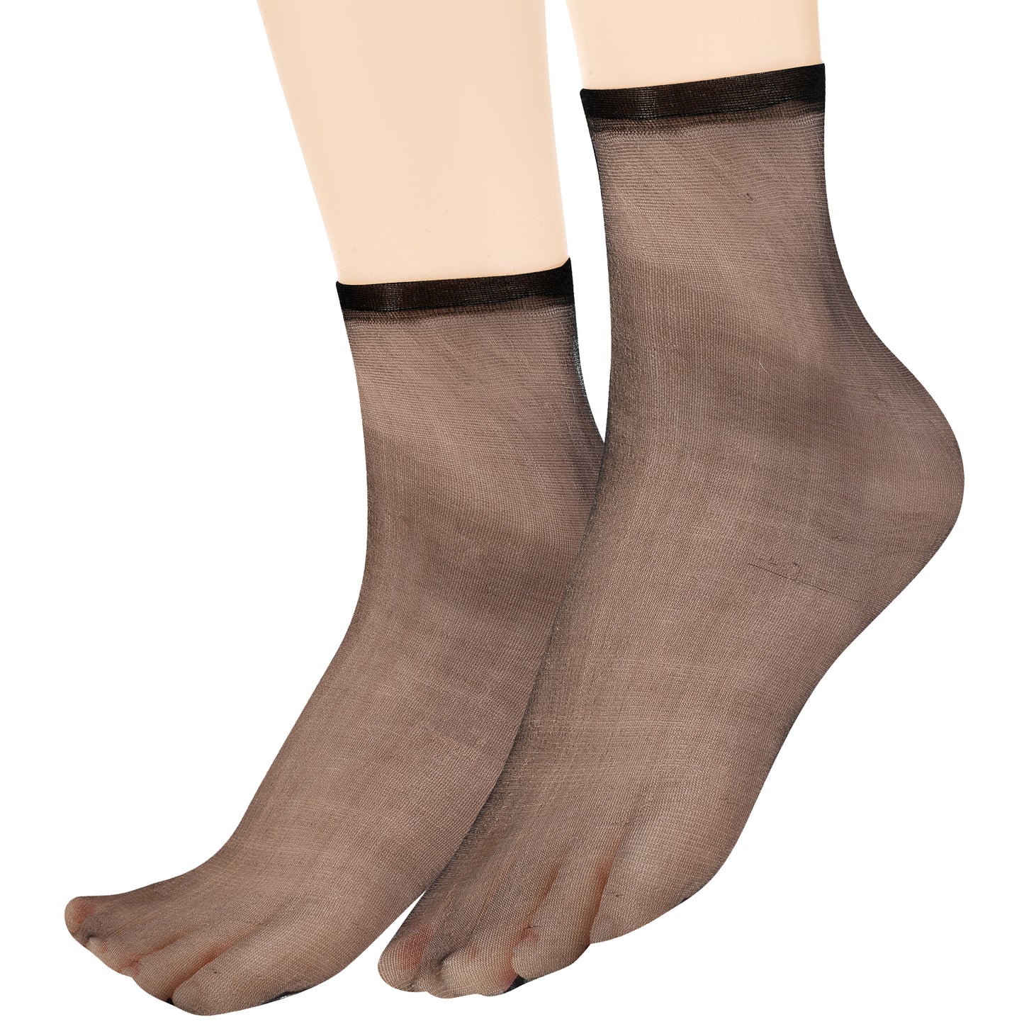 Telooco 10 Pairs Ankle Sheer Socks Nylon Pop Socks Silky Breathable Hosier Transparent Short Dress Stockings for Women (Black)