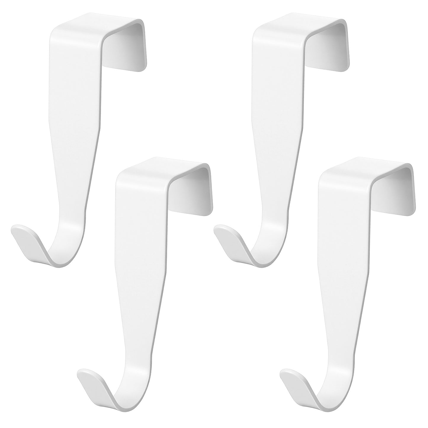 Neyauo 4 Pcs Over The Cabinet Door Hook Carbon Steel Cabinet Door Hooks Back-Mounted Cabinets Hanger for Hanging Stocking Clothes Towels(White)