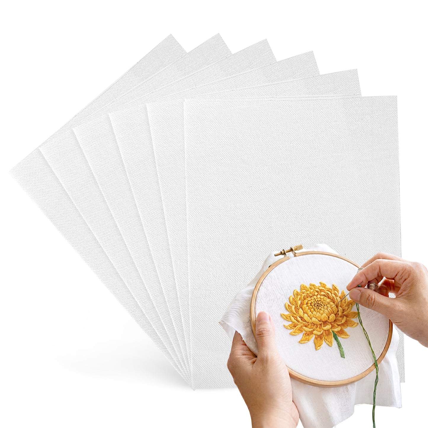 6Pcs Water Soluble Embroidery Paper- A4 Printable & Draw-On Transfer Papers for Machine & Hand Embroidery Sewing Crafts, Self-Adhesive Sheets Transparent with Water-Soluble Films