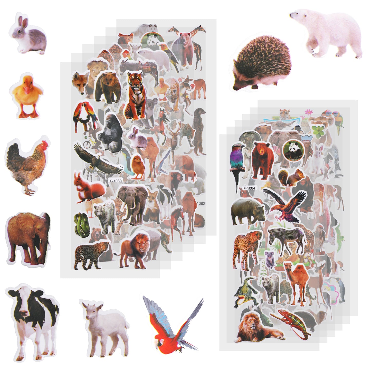 Wild Animals Stickers 24 Sheets Realistic Forest Animal Stickers Zoo Animal Stickers Party Favors Gifts Stickers No Residue Washable Decals for Kids, Students, Water Bottle, Laptop