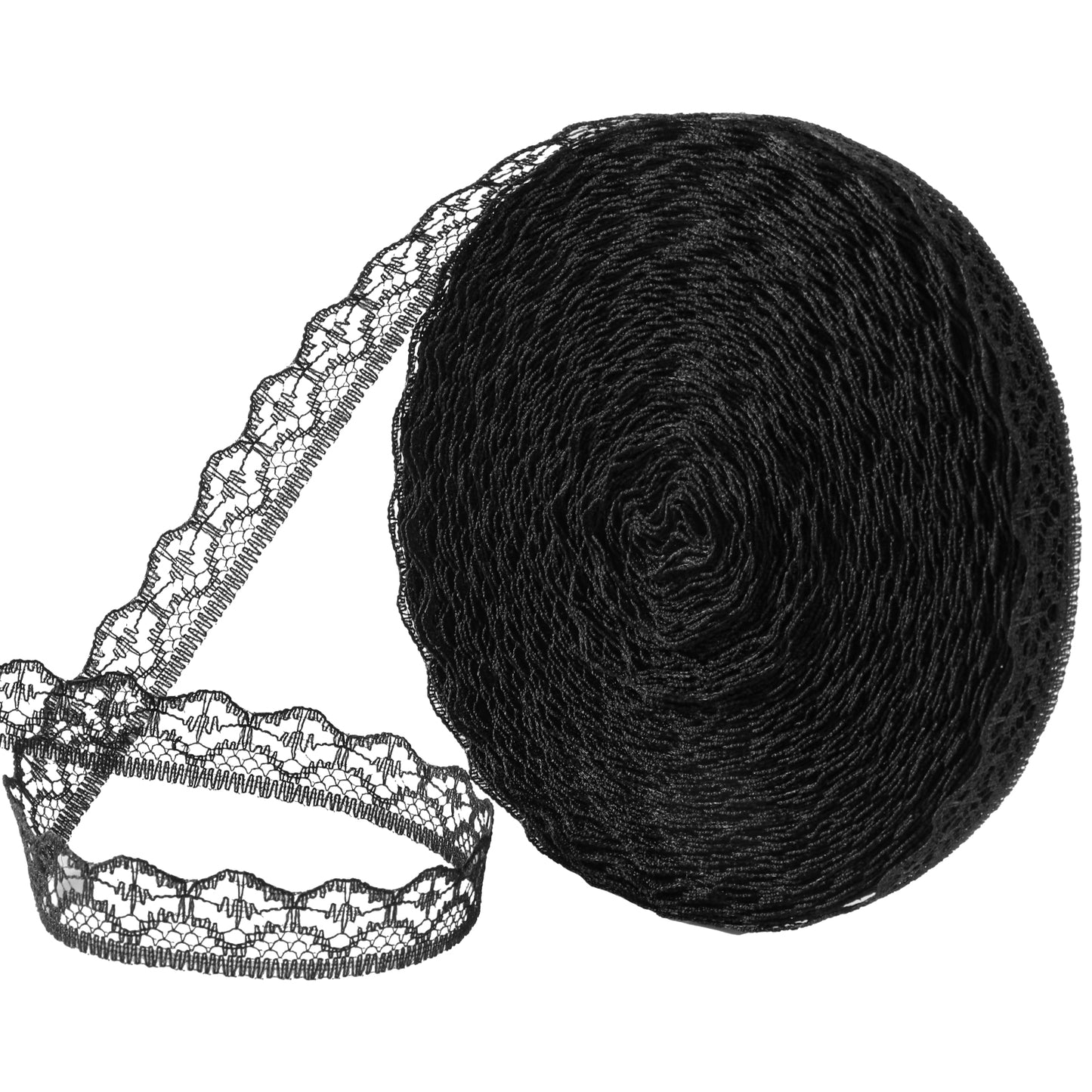 10 Yards x 0.5in lace for Sewing Stretch lace Trim for DIY Sewing Black White Fabric Trim Ribbon for Crafts(Black)