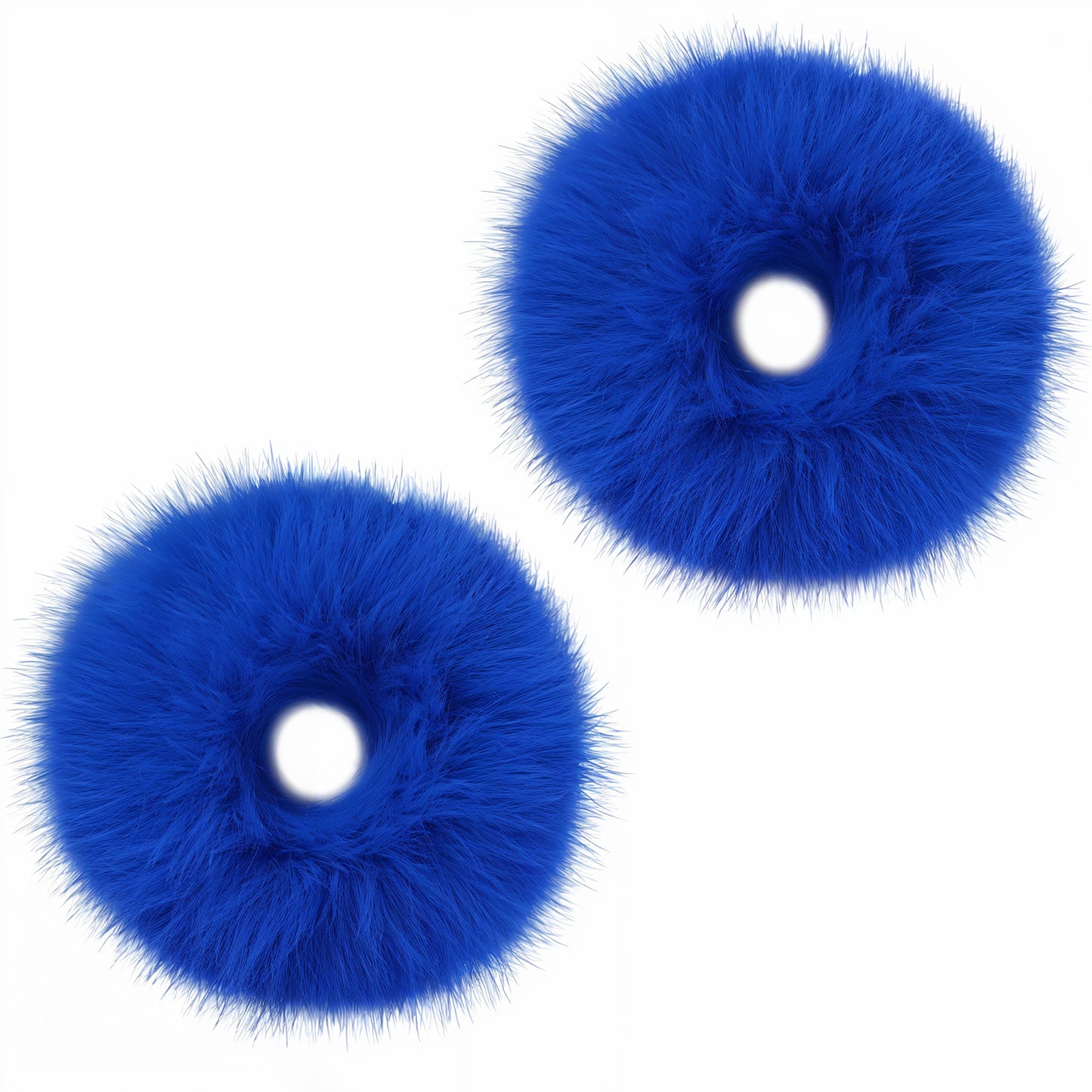 Lusofie 2Pcs Navy Pompom Hair Tie,Furry Faux Rabbit Fur Fuzzy Scrunchies, Navy Fuzzy Hair Ties Baby Hairs Ties Ponytail Holders Pom Accessories for Girl Women
