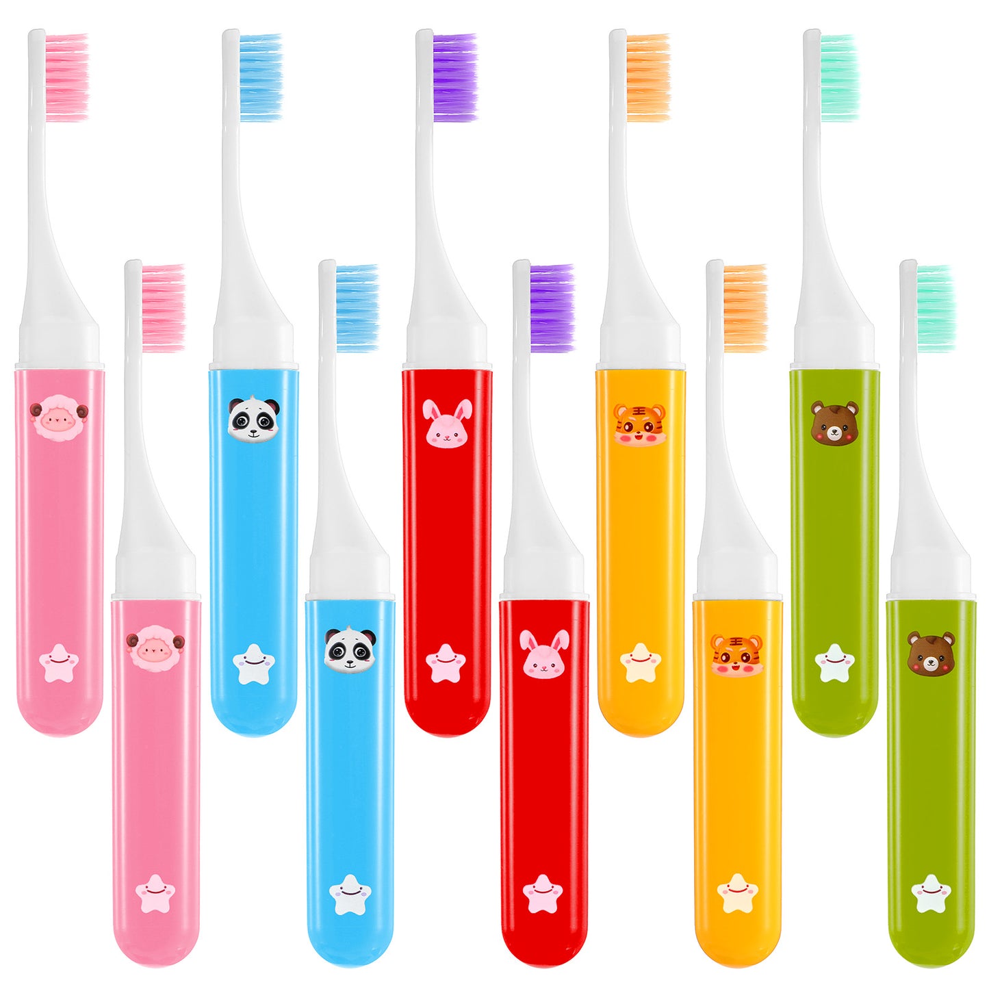 10 Pack Travel Toothbrushes Mini Travel Toothbrush Foldable Toothbrush Camping Pocket Mini Tooth Brush for Home School Business Trip Hiking Individually Wrapped(5 Color