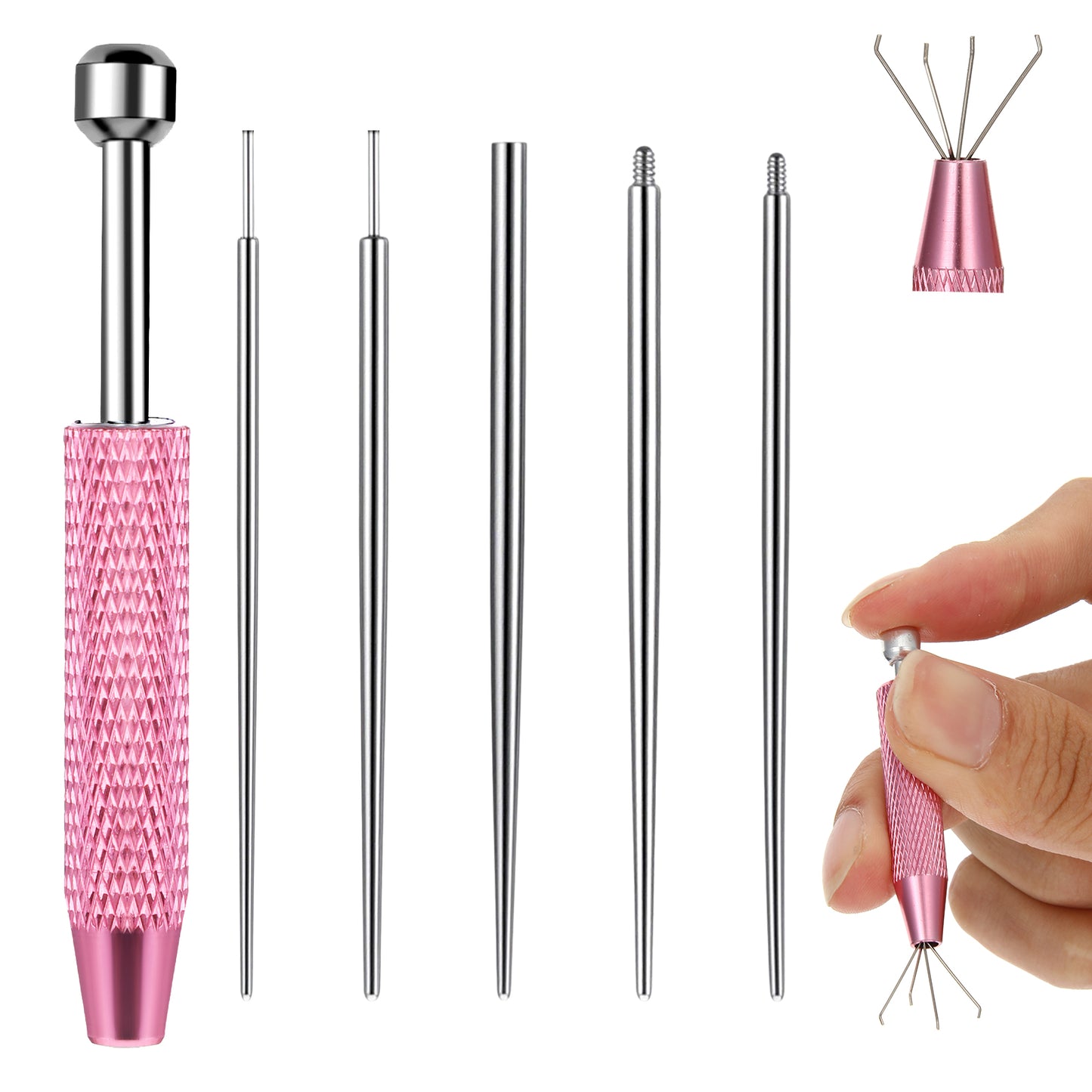 Piercing Ball Grabber Tool for Changing Jewelry - 16G 18G Stainless Steel Flat Back Earring Insertion Tool Threadless Insertion Pin Body Piercing Threader Tool for Ear Nose Lip Eyebrow