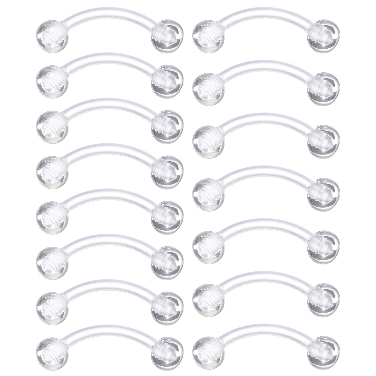 Yolev 15pcs Clear Eyebrow Piercing 16g Clear Piercing Retainers Jewelry Invisible Curved Barbell Plastic Belly Button Rings Cartilage Tragus Helix Daith Rook Earring Piercings Jewelry For Women Men