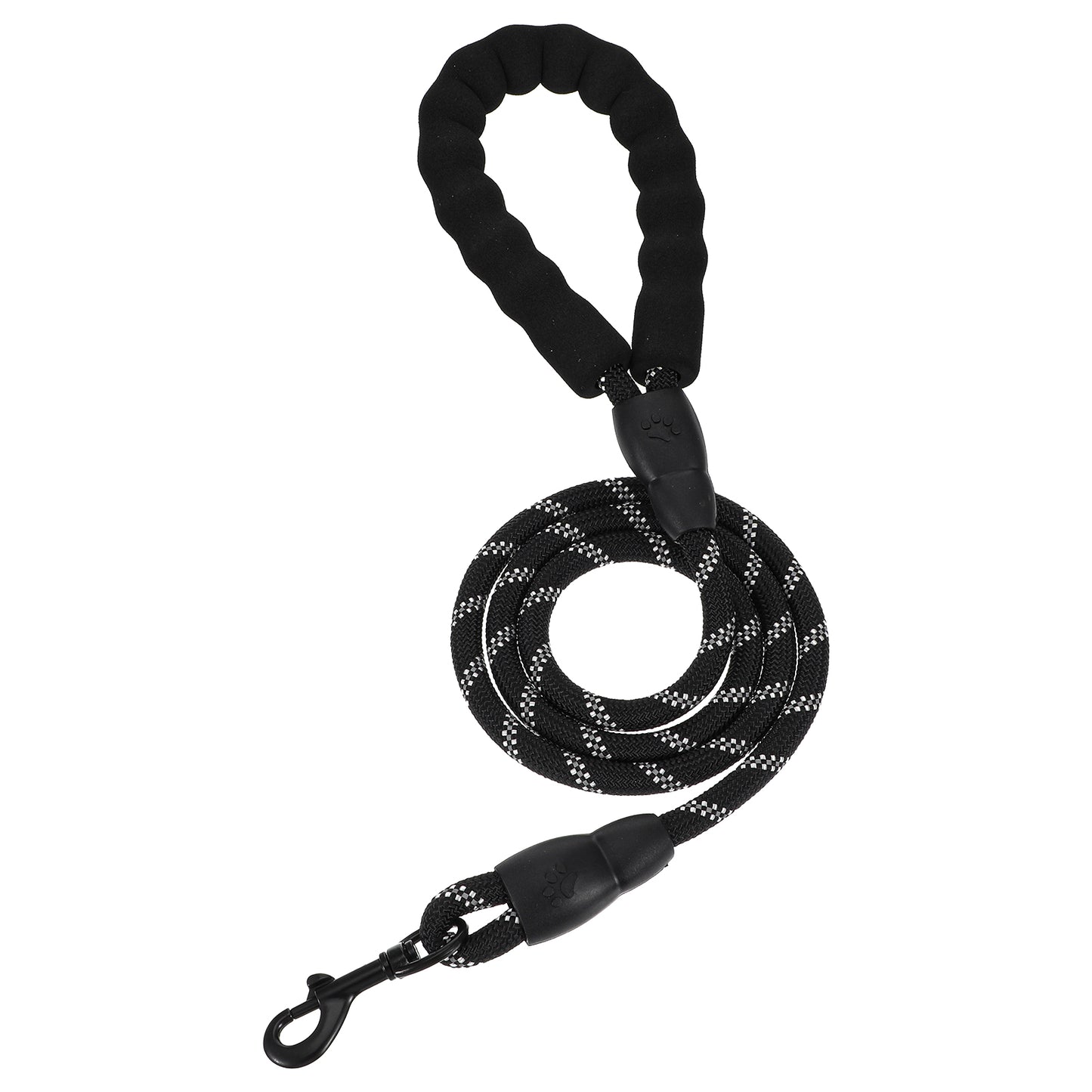 Round Basics Dog Leash, 4 Ft Heavy Duty Dog Leash with Comfortable Padded Handle, Durable Strong Pet Walking Rope for Small Medium and Large Dogs (Black)