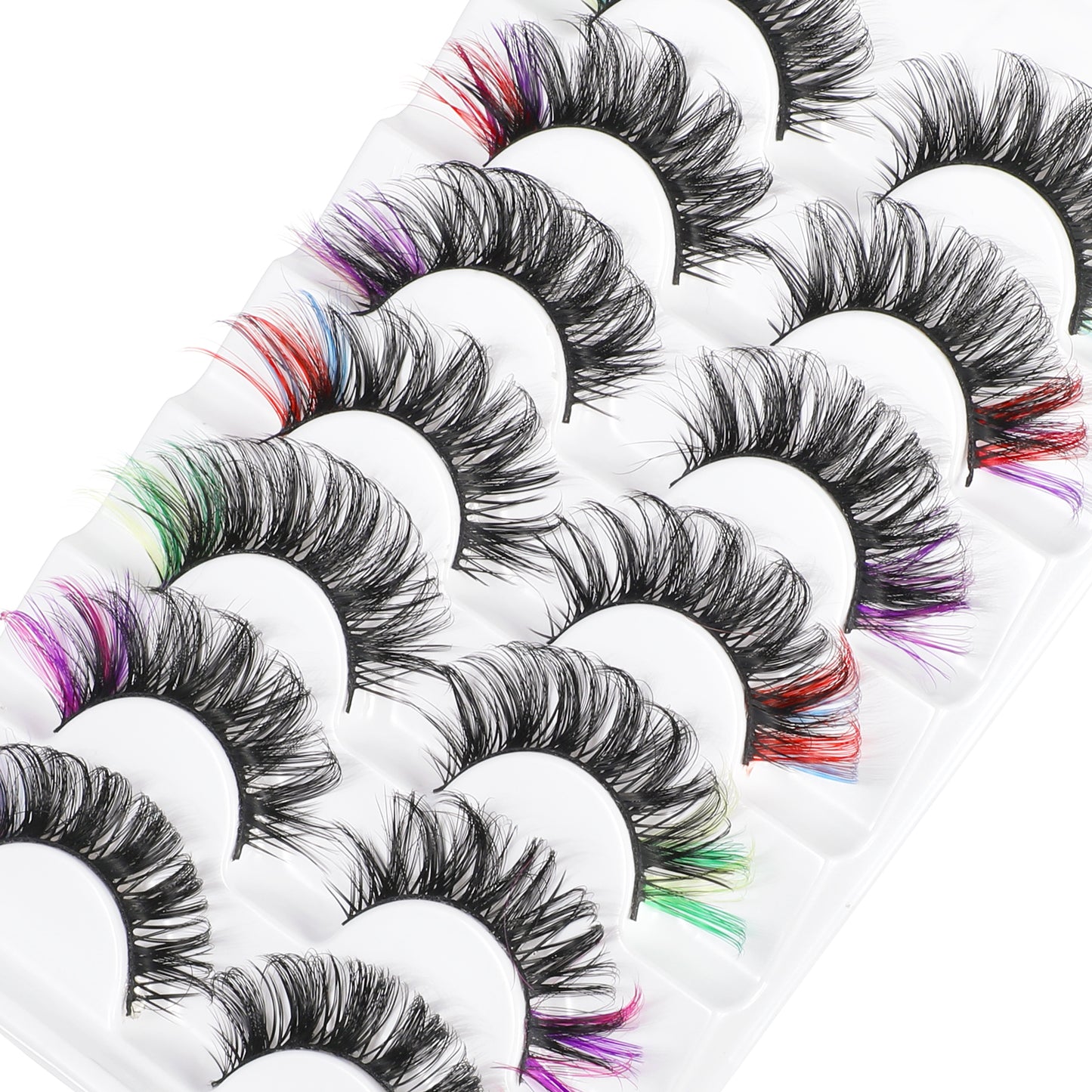 7 Pairs Colored Eyelashes Fluffy Cat Fox Eye Lashes D Curl Lash Strips 3D Colorful False Lashes Natural Look Lashes for Cosplay
