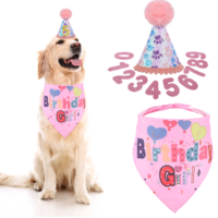 Dog Birthday Party Supplies, Pink Girl Dog Cat Birthday Decorations - Bandana Hat With Numbers for Medium, Large Pets(Large, Pink)
