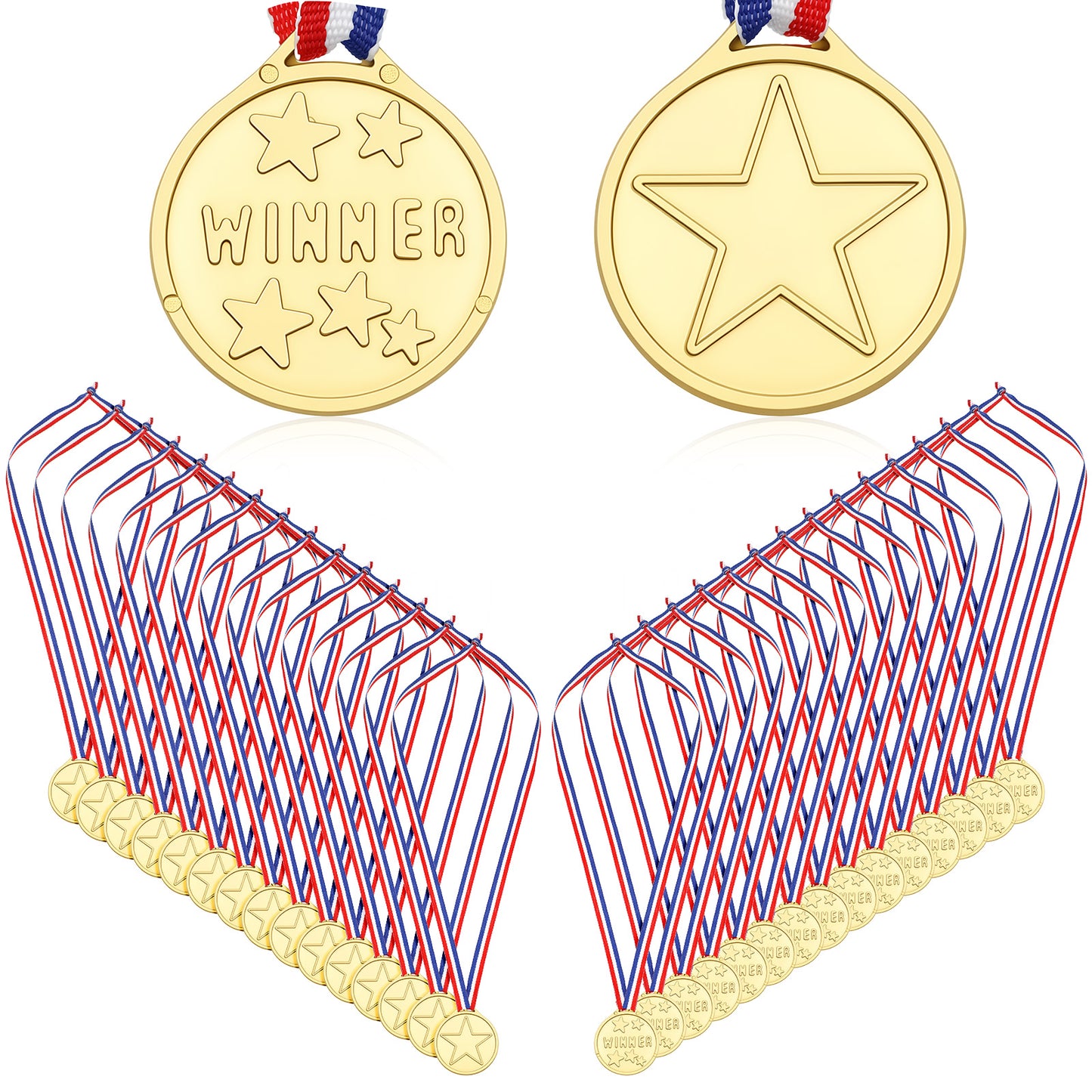 30 Pcs Gold Medals for Kids, Gold Medals for Awards, Plastic Medals Winner Medals Sports Medals Students, Classroom Rewards for Teachers, Sports Events, School Competitions, and Family Party Games