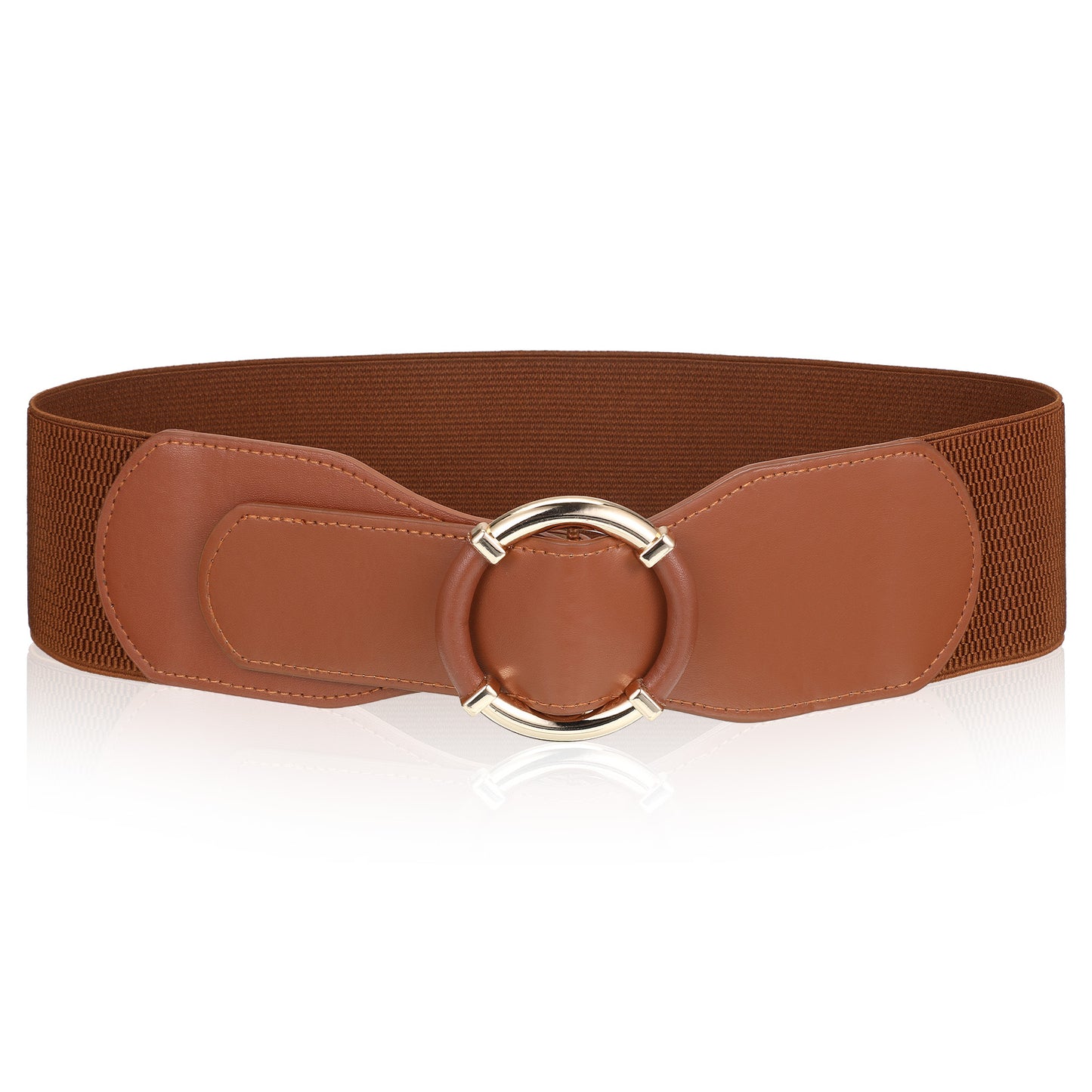 Josojoou vintage Wide Elastic Belts for Women with Metal Circle Buckle, Fashionable Wide Stretch Belt, Thickened Waist Ladies Belt for Dresses, Sweaters, Shirts, Coats, Women's Gifts