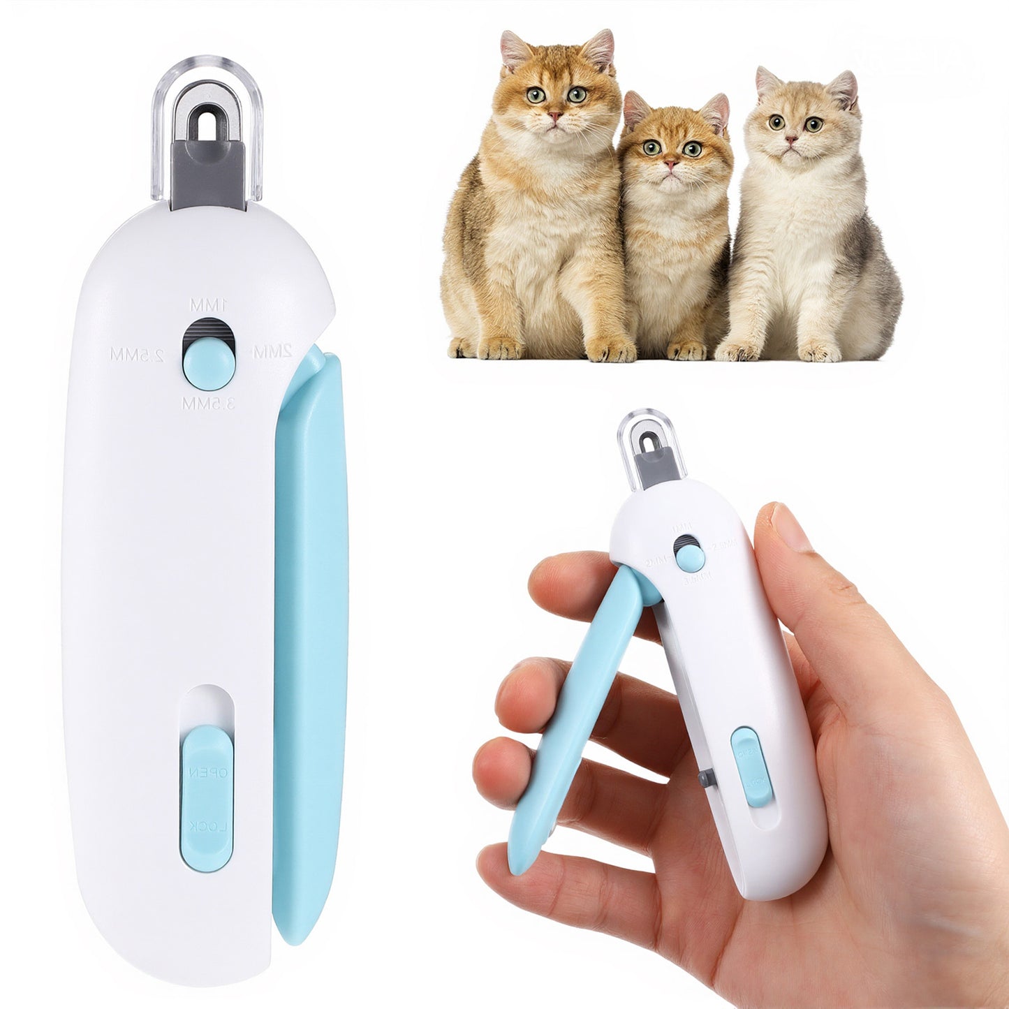 Tucnoeu Cat Nail Clipper with Adjustable Trimming Hole & Hidden Nail File | Claw for Kittens & Indoor Cats | Anti-Splash Design for Mess-Free Grooming