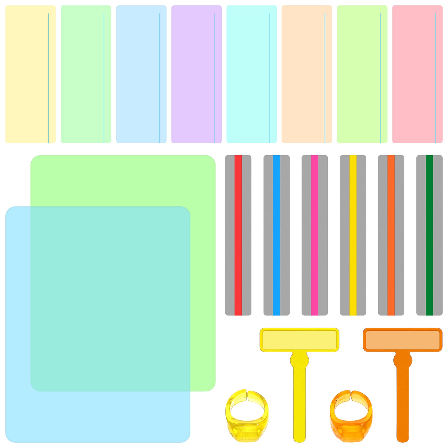 20 Pcs Guided Reading Strips Colour Sets with 4 Sizes, Reading Trackers Readings Ruler Highlight Strips for Kids, Dyslexia Readings Aid Tools, Teacher Classroom Educational Supplies Bookmark Overlays