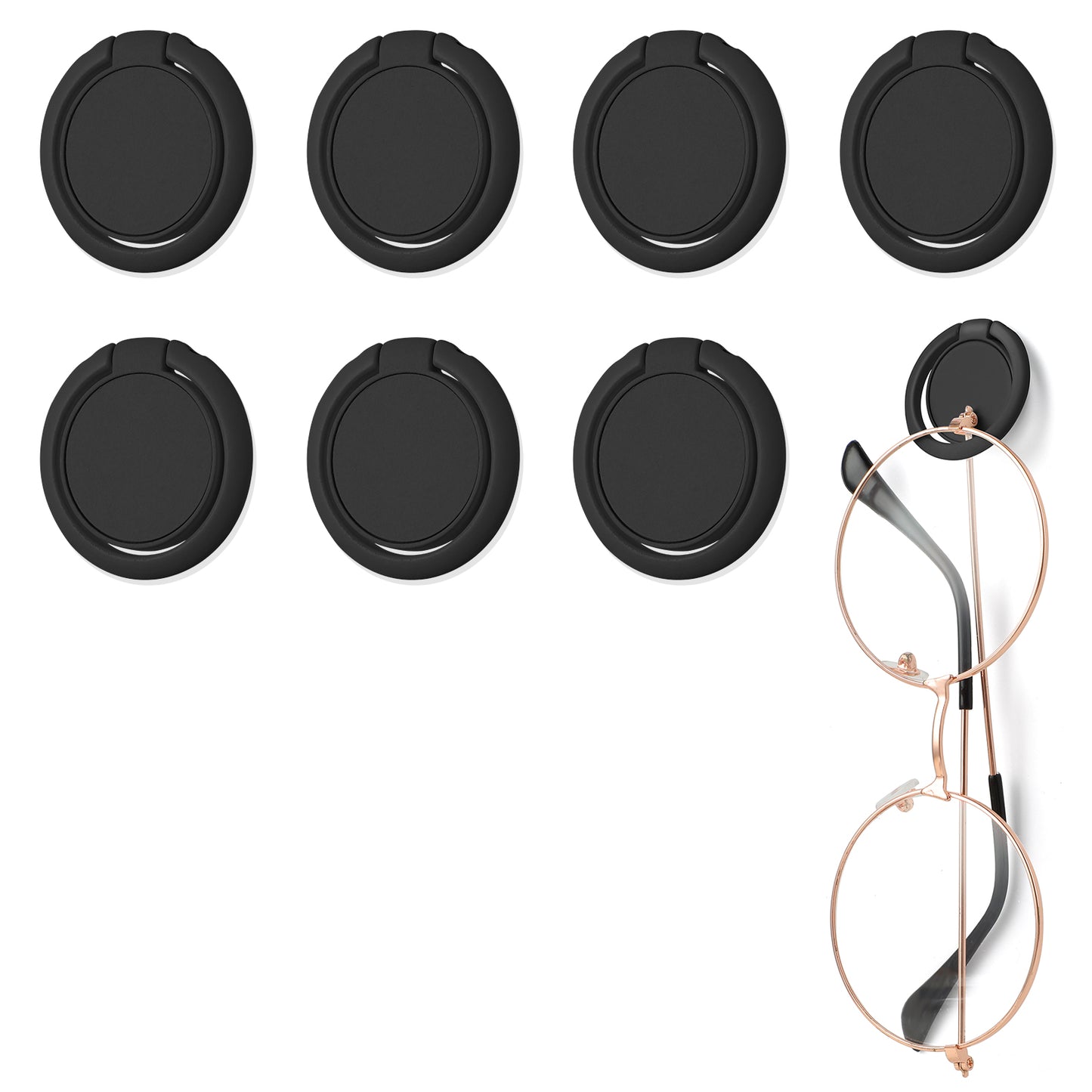 8 Pack Sunglass Organizer Wall Round Wall Mounted Sunglass Holder Hanging Sunglasses Organizer Eyeglass Holder Black Sunglass Holder for Wall Sunglasses Holder Organizer for Sunglasses Display