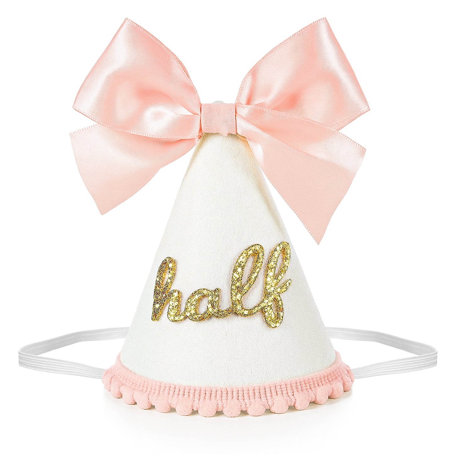 Josojoou 1/2 Birthday Hats, Half Birthday Hat, First Birth Hat, Bow Decoration, Specially Designed for Girls?Pink?