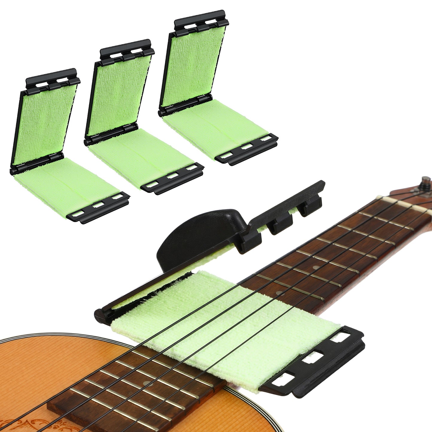 Guitar String Cleaner Scrubber,3 Pcs Fret Floss Cleaner Cloth Fingerboard Cleaning Cloth String Cleaning Maintenance Care Kit for Guitar Bass Mandolin Ukulele