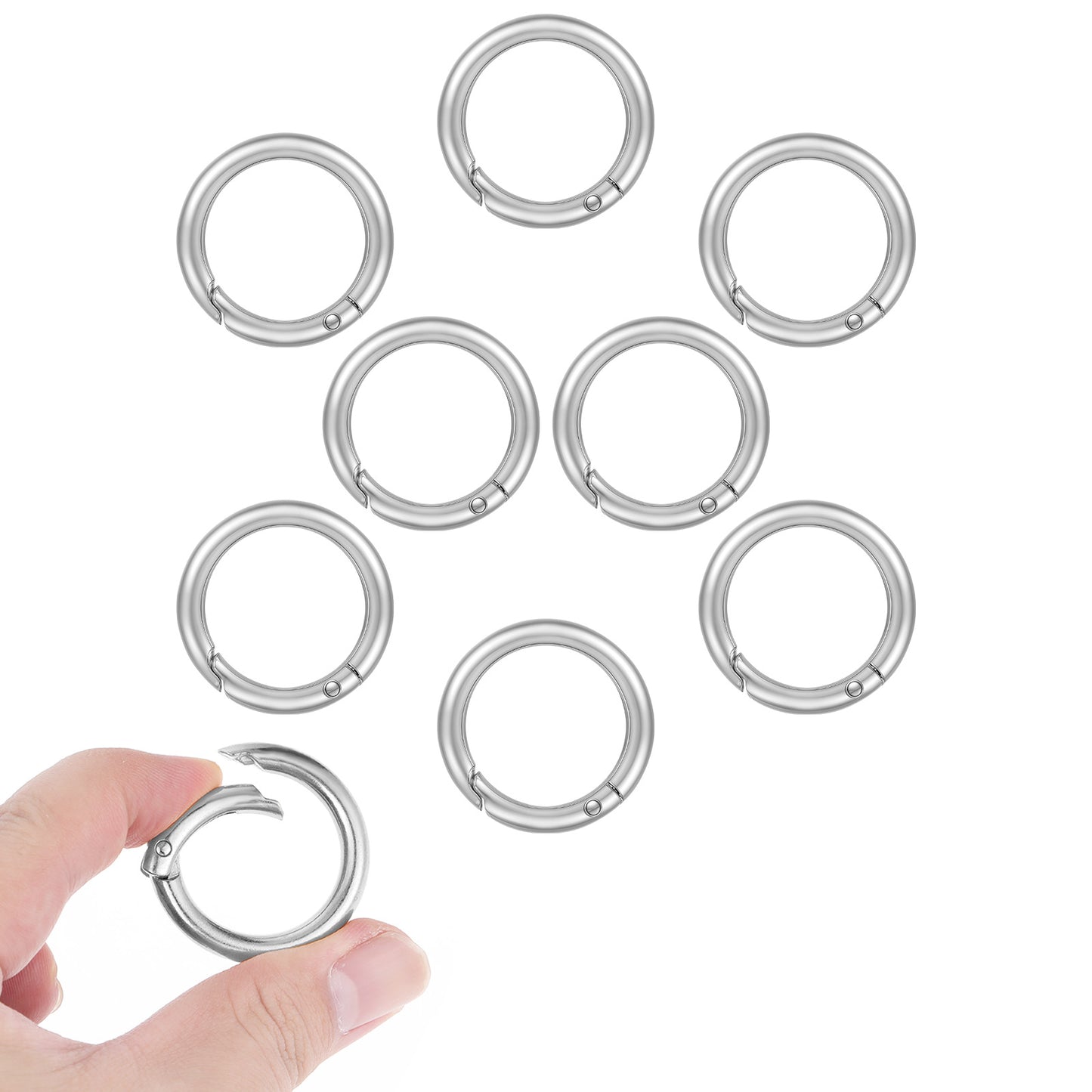 Lusofie 8 Pcs O Ring Clip 1 Inch Spring O Ring Clasp Round Clips for Purse Straps Mini Carabiner for Bag Purse Handbag Strap Craft Jewelry Making(Silver)