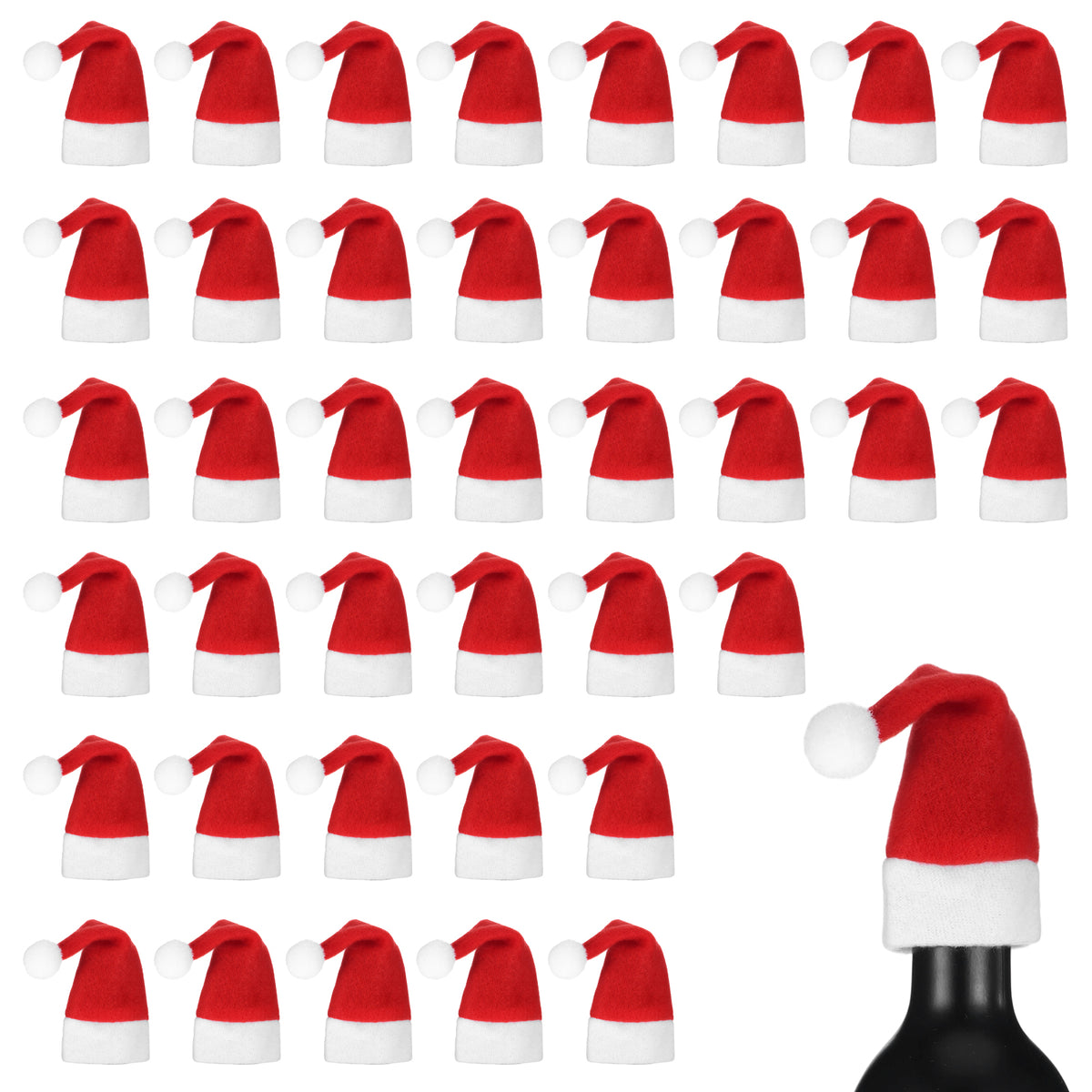 40Pcs Mini Santa Hats Christmas Santa Hat Tiny Santa Hats Dinner Table Deco