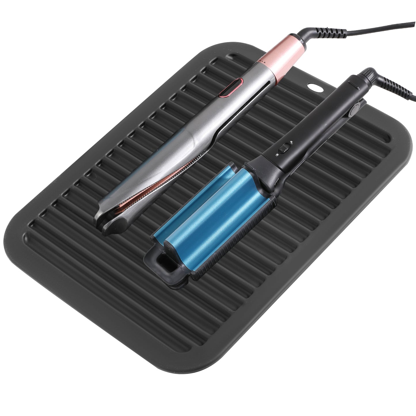 Silicone Heat Resistant Mat,32 x 26cm Heat Mat for Hair Straighteners,Black Heat Proof Protection Mat for Curling Iron, Flat Iron,Kitchen Heat Resistant Pot Countertop Table Mats