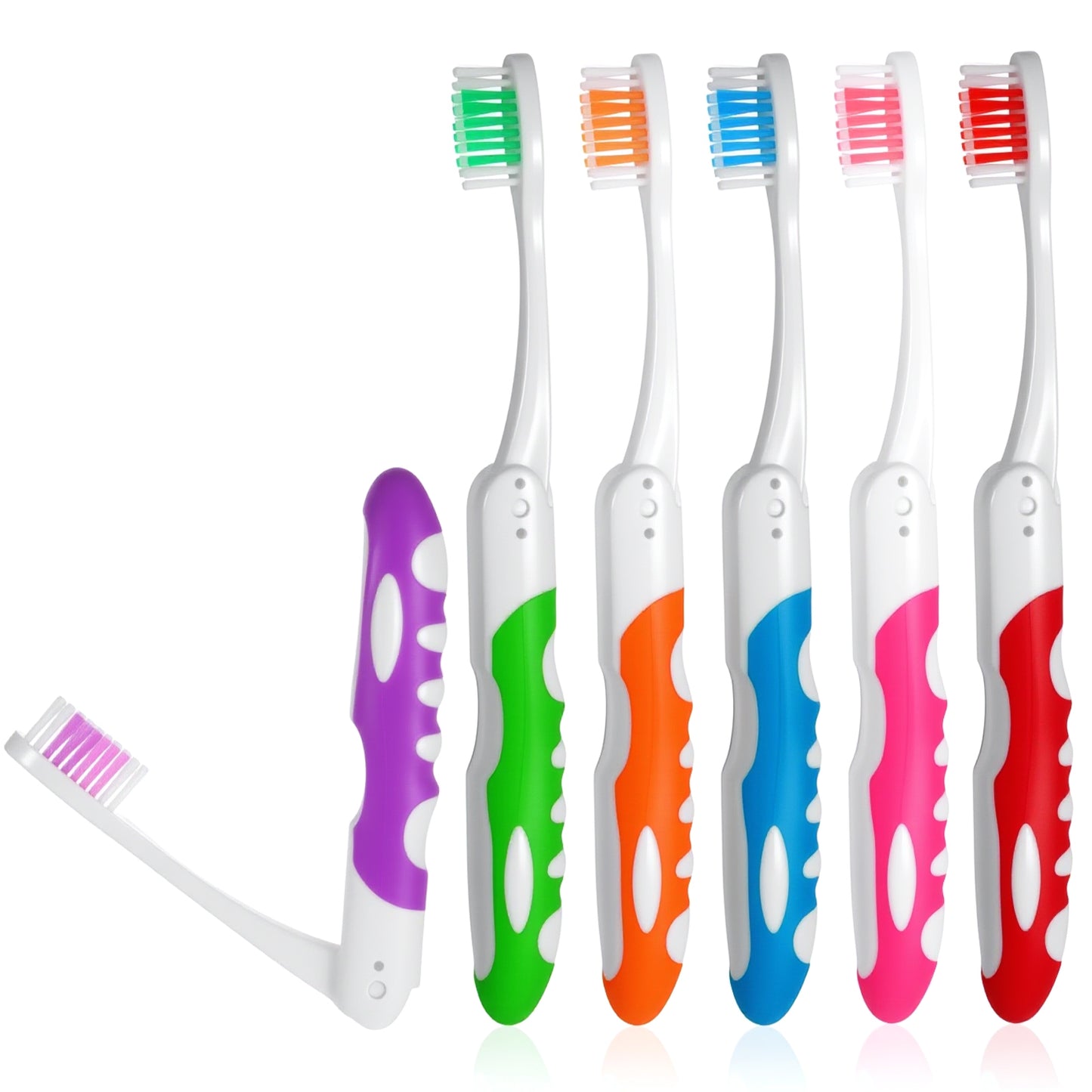 6 Pcs Folding Toothbrush, Portable Travel Size Toothbrush, Soft Foldable Tooth Brush for Home, School, Hiking, Camping, Traveling, Reusable, Compact