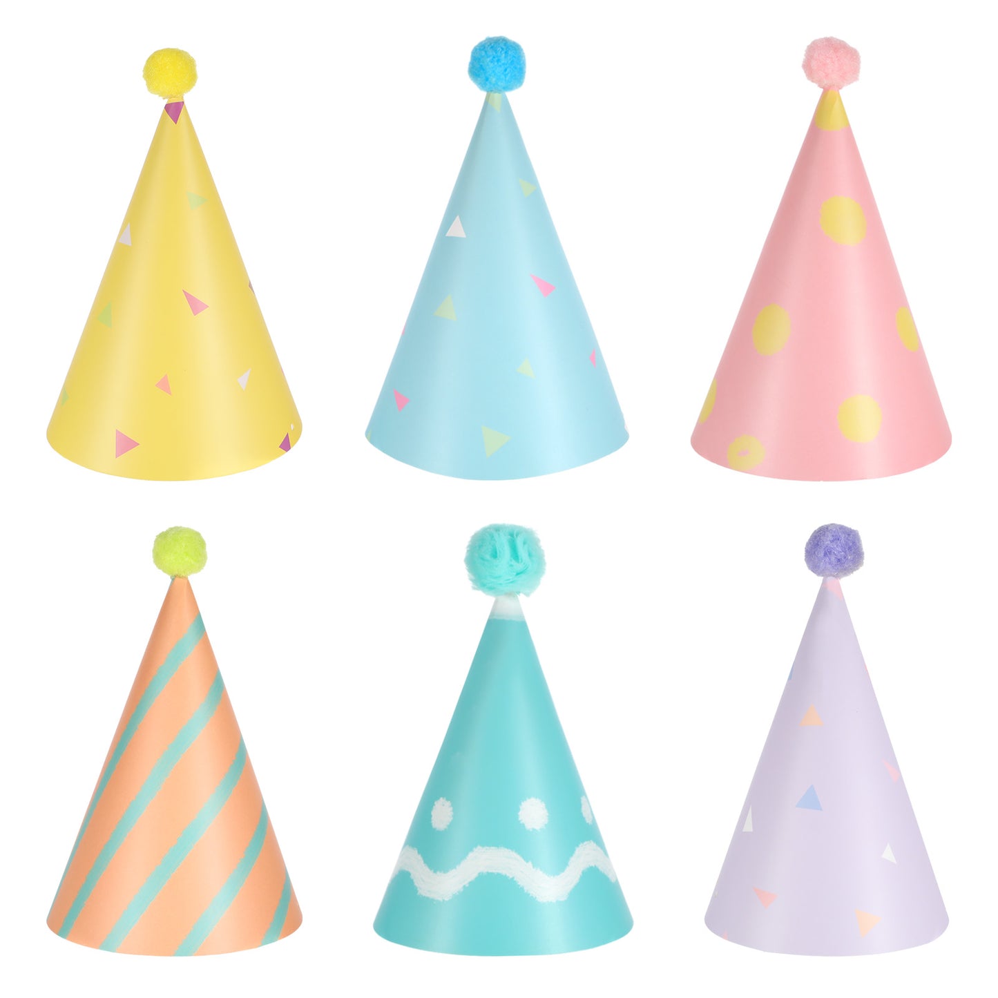 6 Pcs Mini Party Hats – Paper Cone Tiny Birthday Hats for Stuffed Animals, Pets, Dolls & Decorations – Small Petite Size for Plush Toys, Dog Cat Birthday or Tea Party