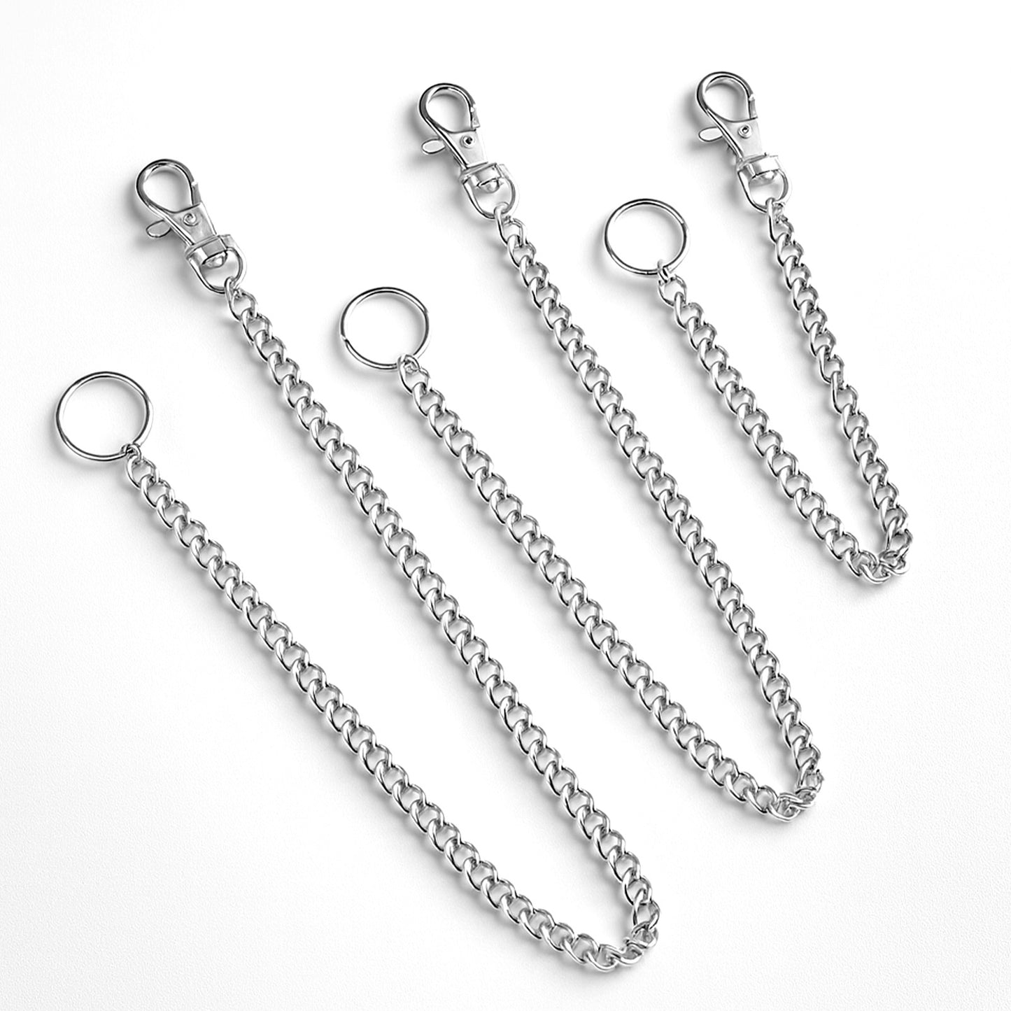 Josojoou 3 Pcs Pocket Keychain with Lobster Clasps, 3Sizes Heavy Duty Metal Keychain Punk Wallet Chain Goth Keyring Handbag Chatelaine Key Leash Clip Holder for Jeans Pants and keys