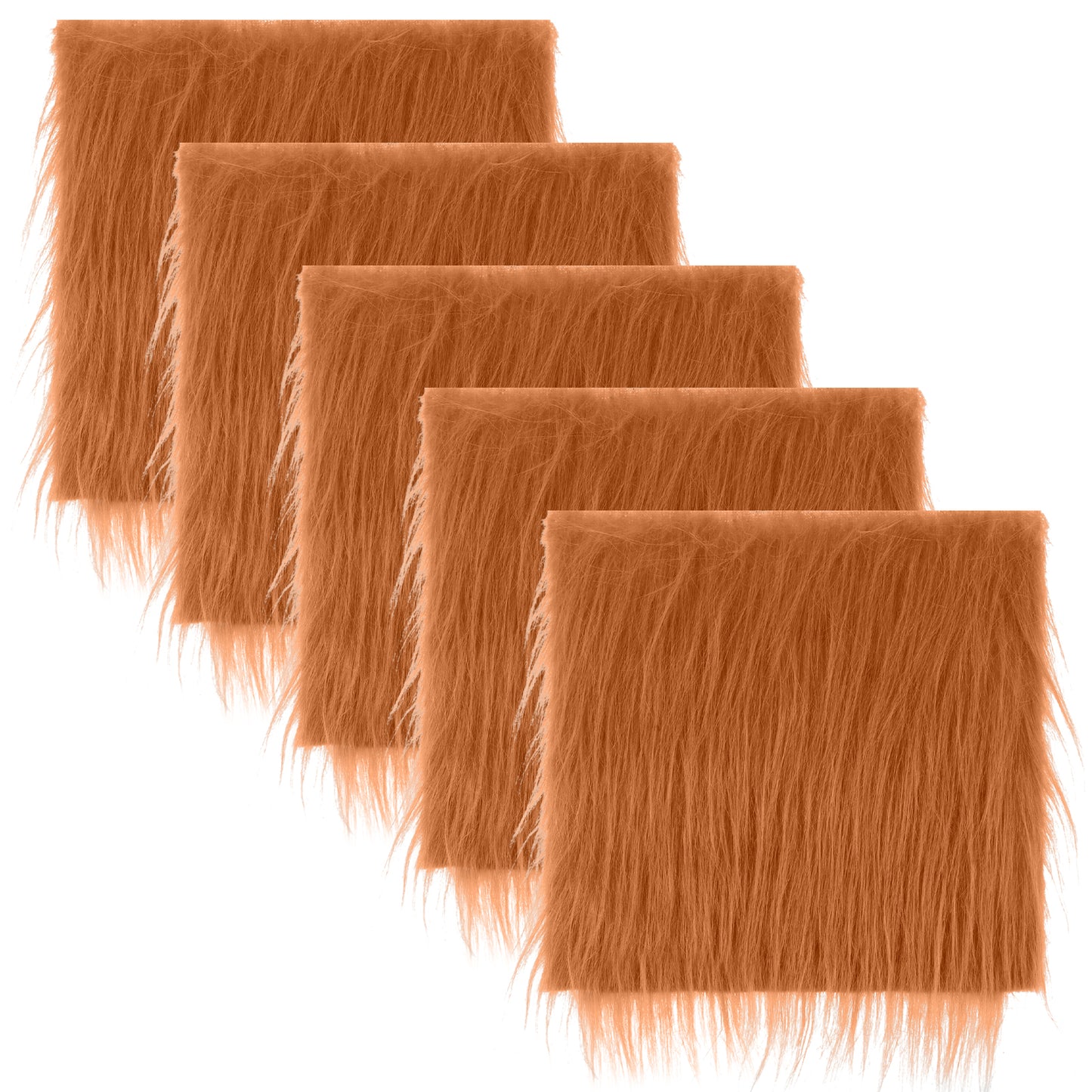 Lusofie 5Pcs Faux Fur Square Fabric 10 x 10 Inch Brown Fur Fabric Shaggy Fur Patches Fabric Cuts Craft Fur for Gnomes Christmas Decors Chair Cover Seat Cushion Pad Sewing Costume