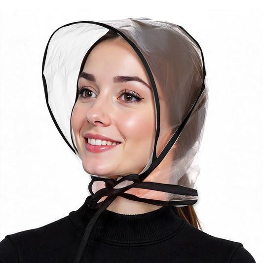 6 Pcs Women's Rain Bonnet with Visor(Black)