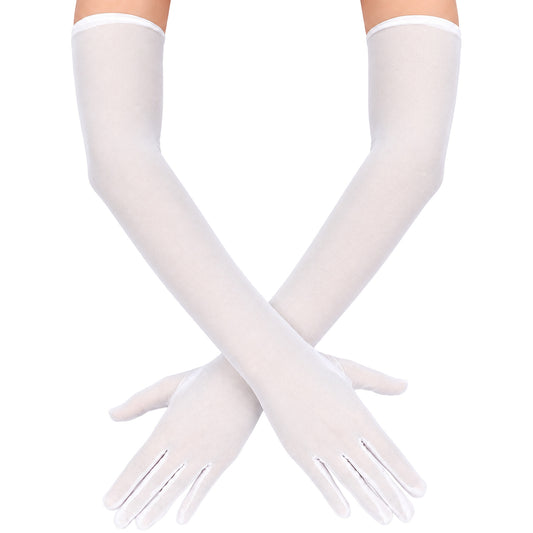 Ziuohaa Women Sheer Gloves - Long Tulle Mesh Gloves for Halloween Opera