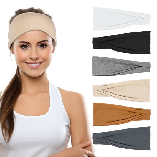 6PCS Sports Headbands for Women, Non-slip Wide Headband, Widened Sweat-absorbent Head Band, Suitable for Fitness, Yoga, Sports, Exercise