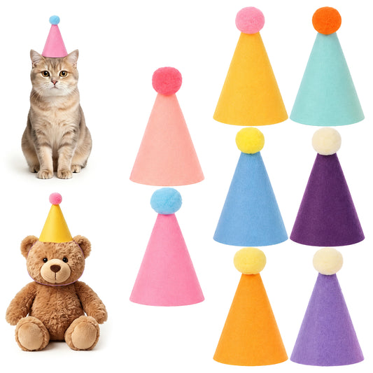 8pcs Stuffed Animal Party Hats Mini Party Birthday Hats for Stuffed Animals