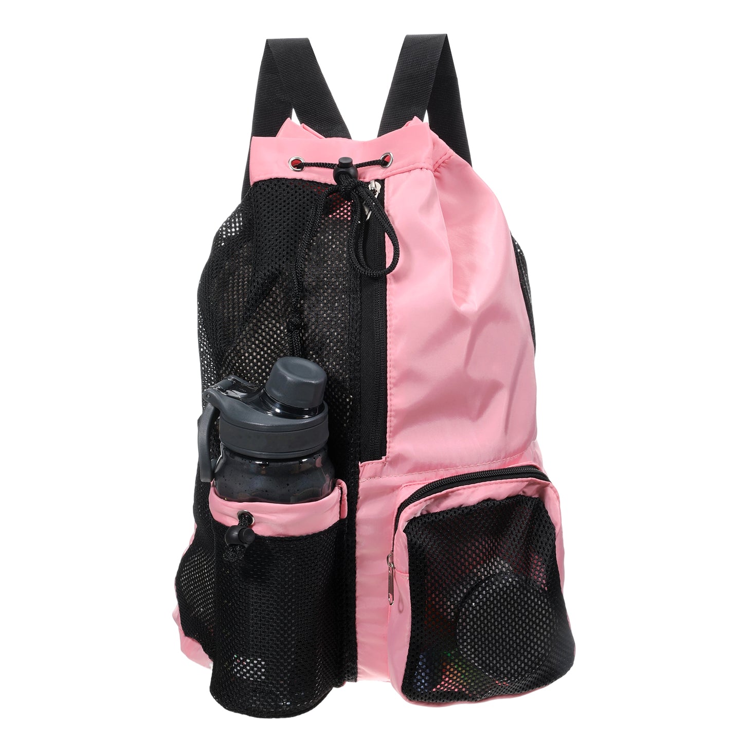 Yykazqe Large Mesh Drawstring Beach Bag with Wet Pocket, Waterproof Swimming Gym Bag for Men and Women, Lightweight Sports Beach Backpack