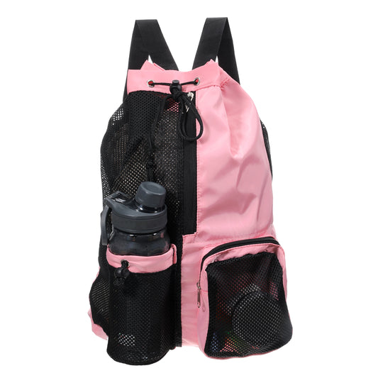 Yykazqe Large Mesh Drawstring Beach Bag with Wet Pocket, Waterproof Swimming Gym Bag for Men and Women, Lightweight Sports Beach Backpack